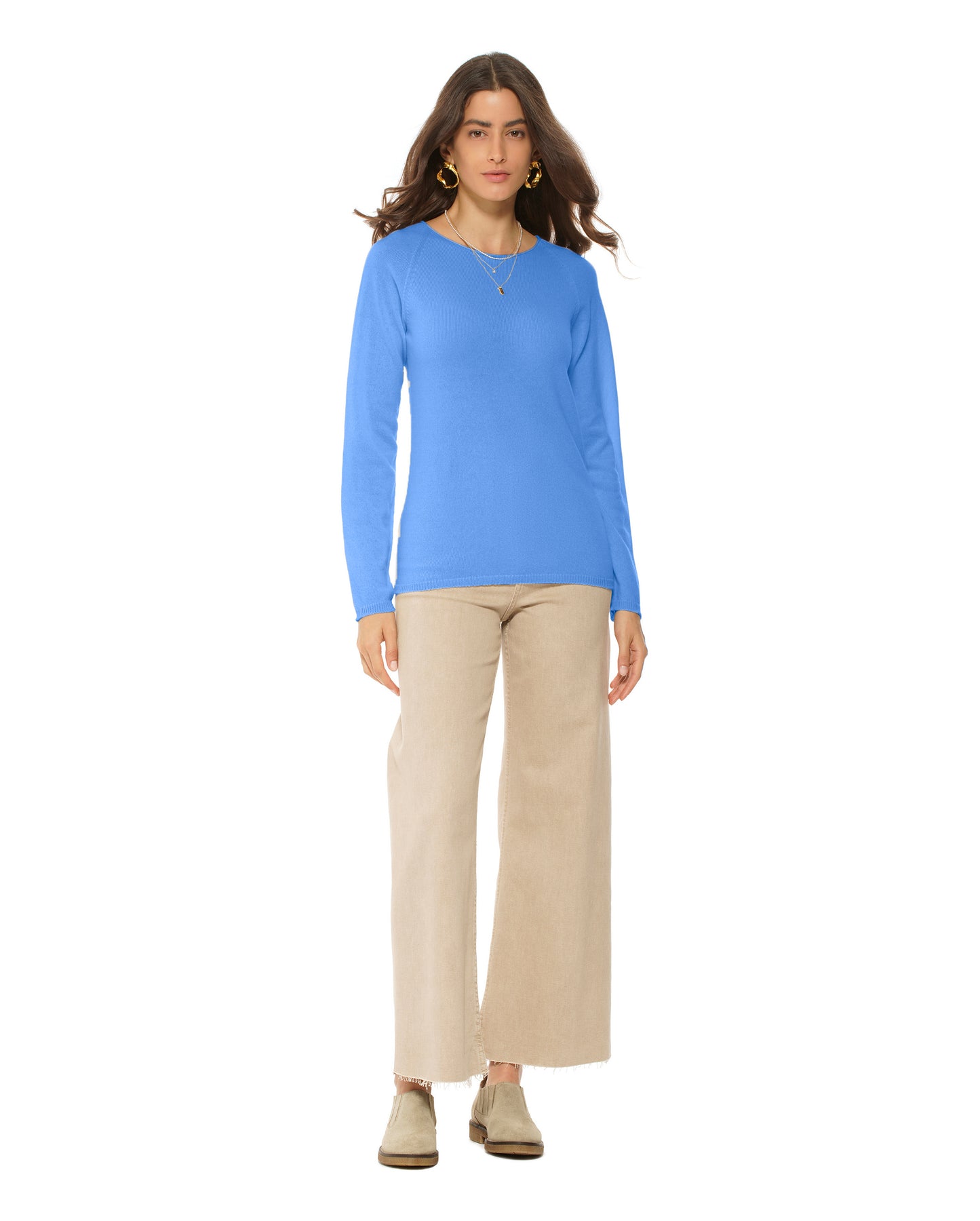 Women's Ultralight Cashmere Raglan Crew Neck Sweater Jeans