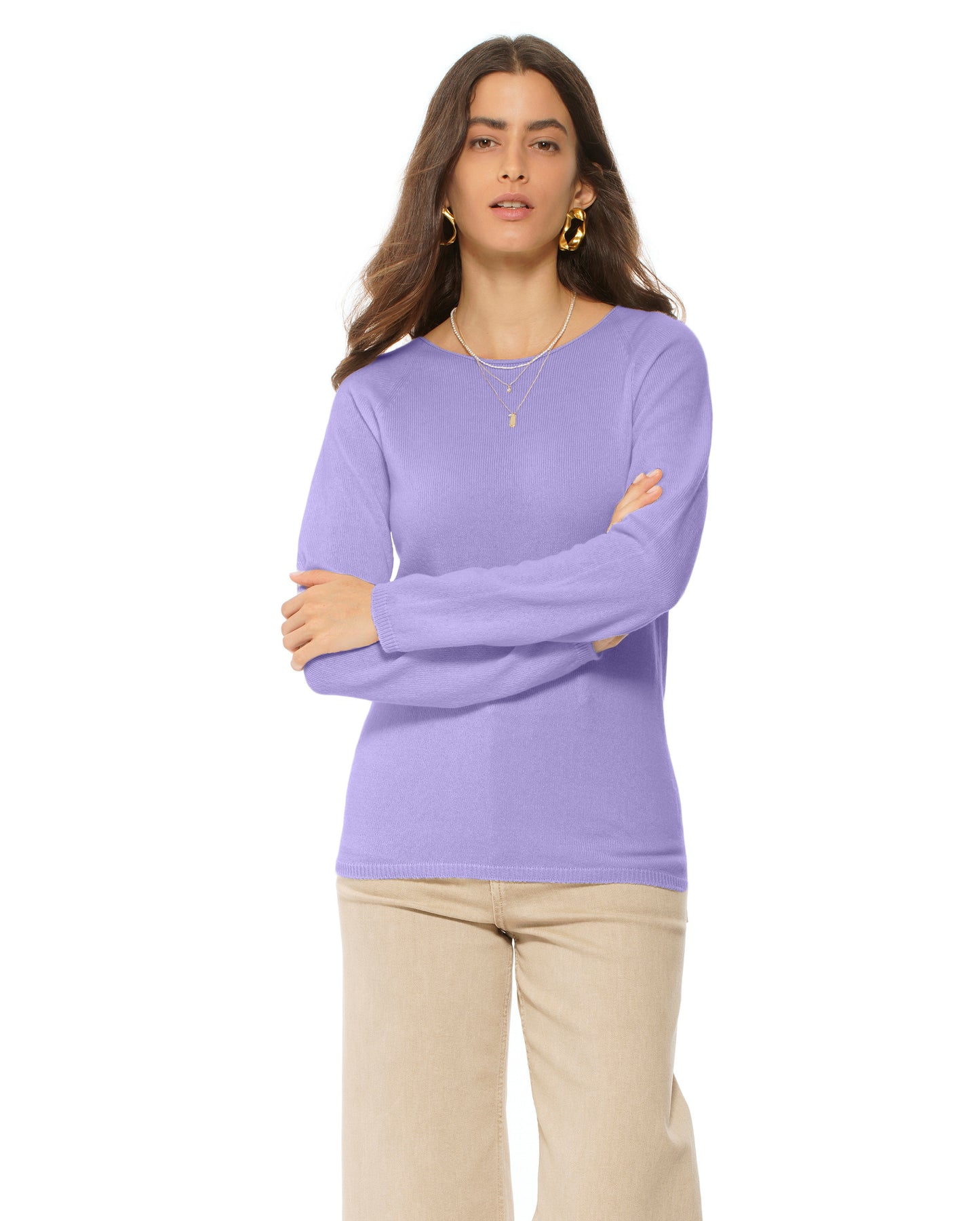 Women's Ultralight Cashmere Raglan Crew Neck Sweater Lavender