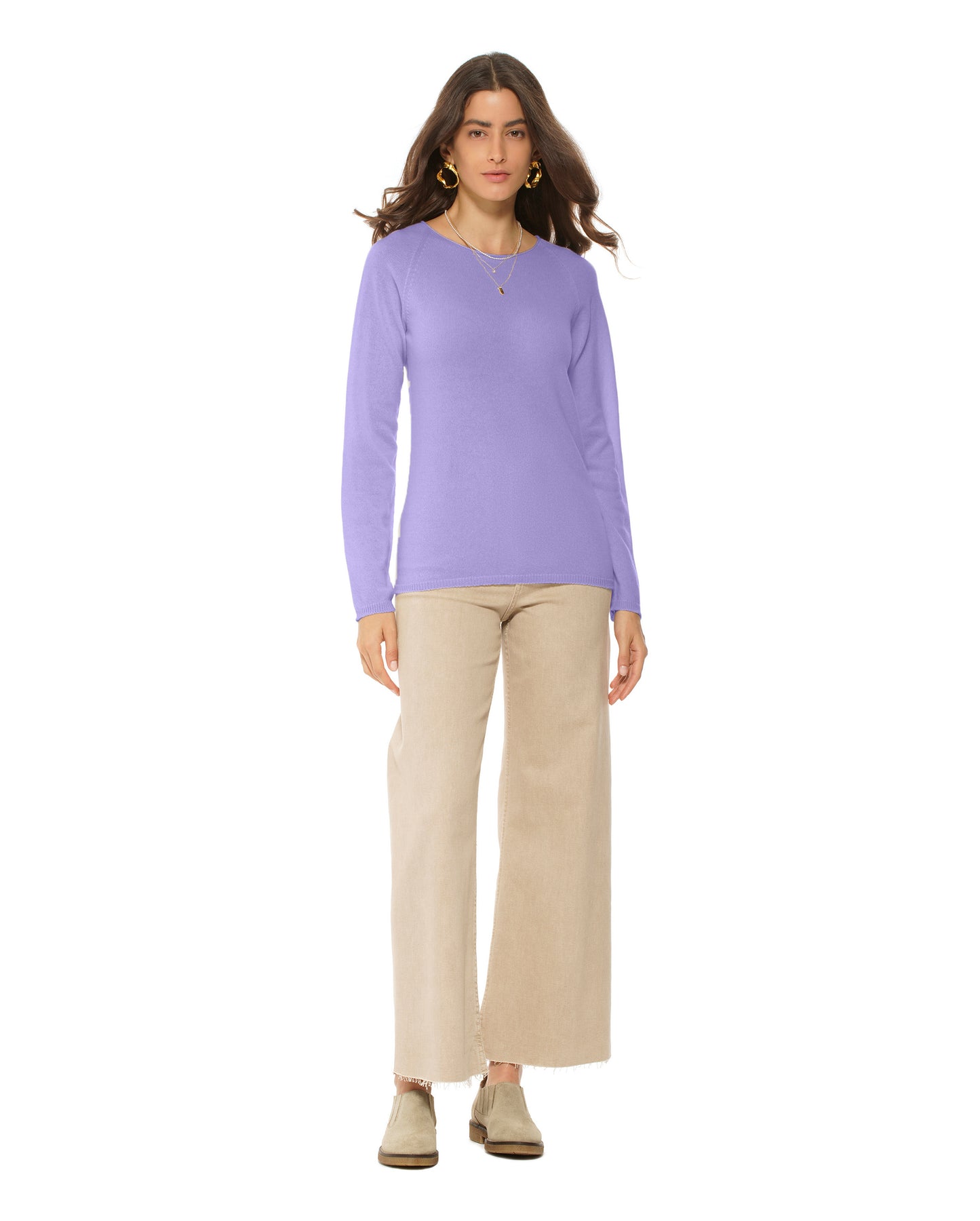 Women's Ultralight Cashmere Raglan Crew Neck Sweater Lavender