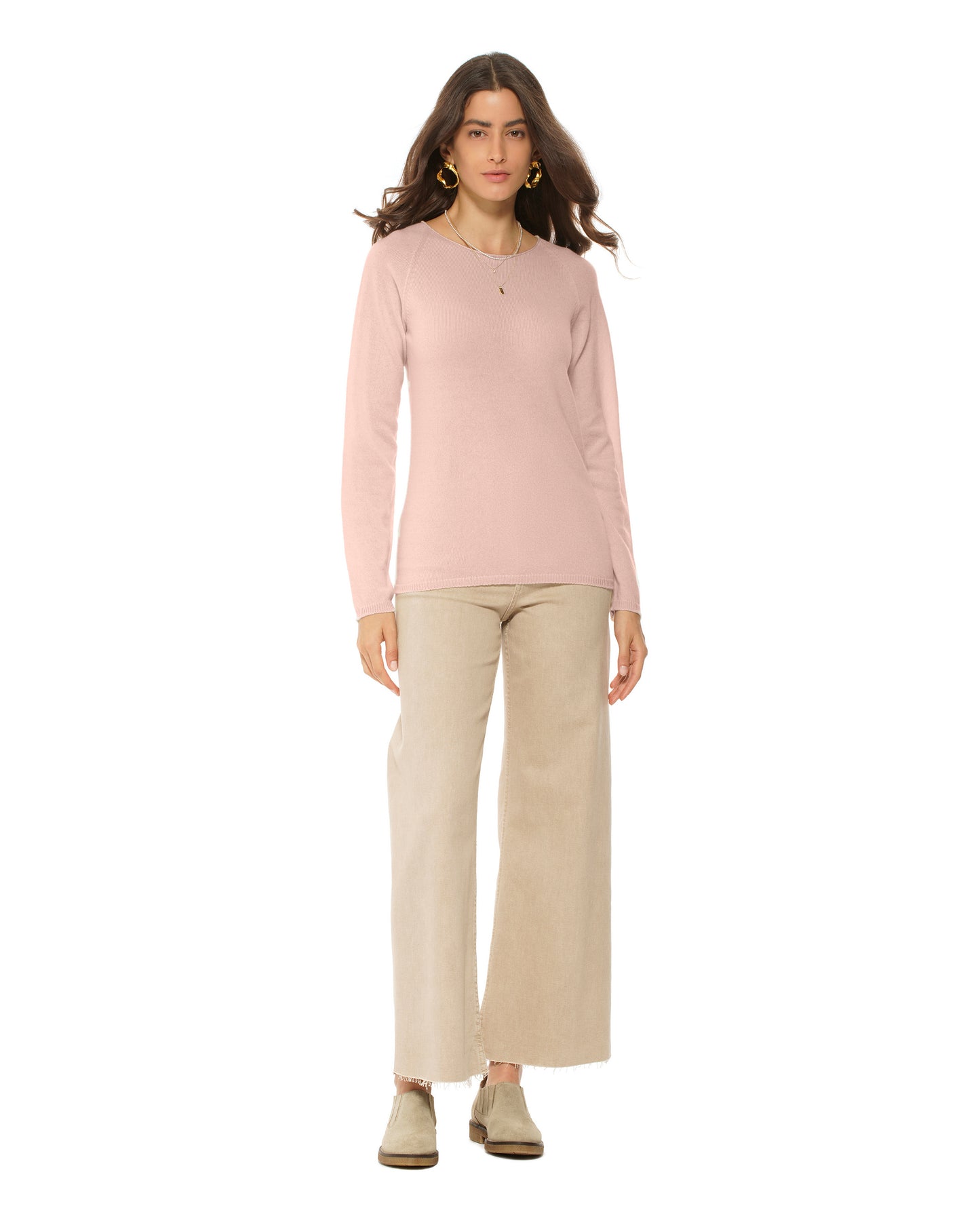 Women's Ultralight Cashmere Raglan Crew Neck Sweater Peach