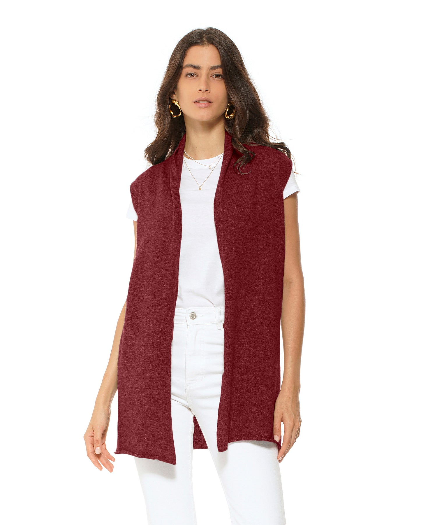 Women's Pure Cashmere Sleeveless Cardigan Bordeaux