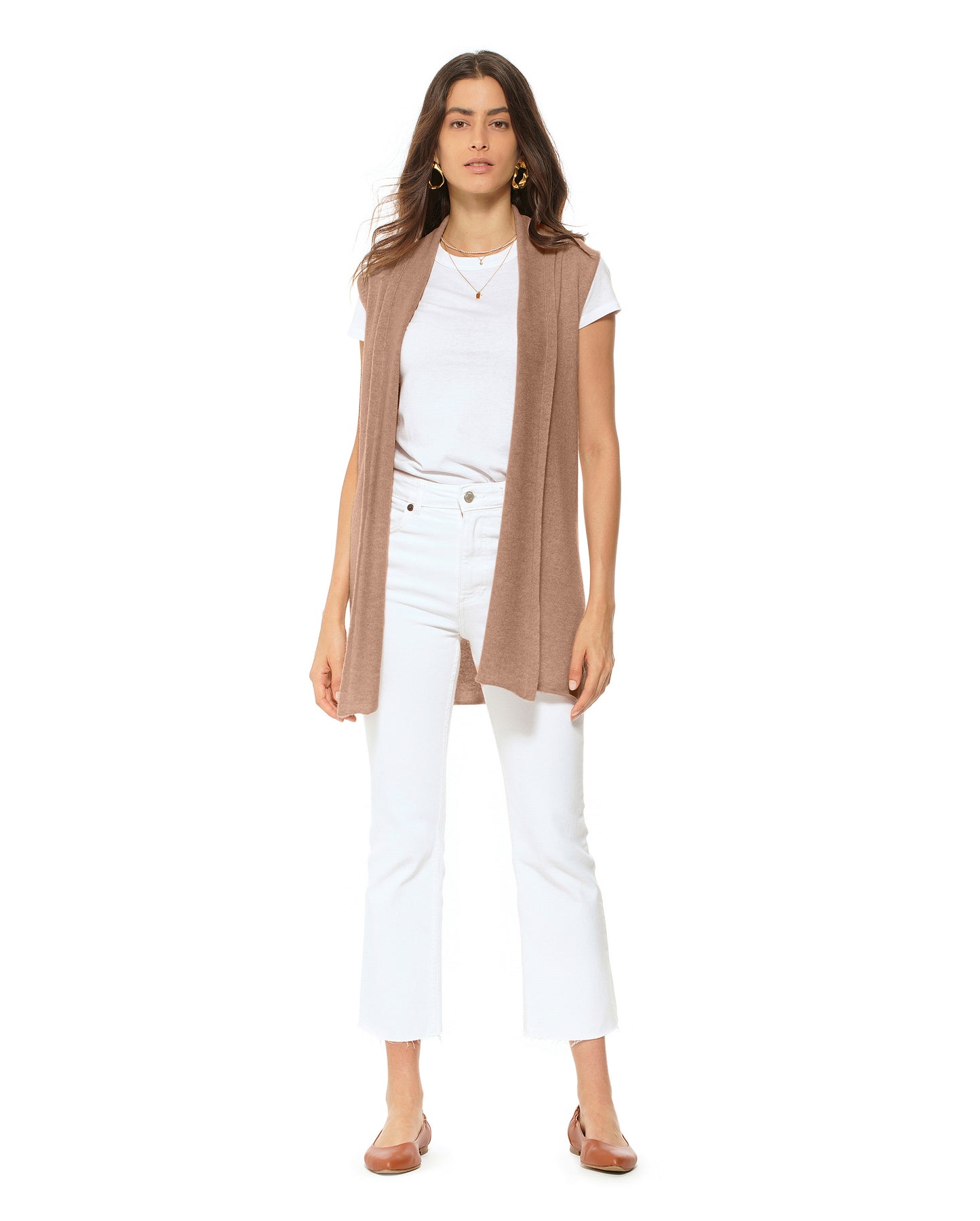 Women's Pure Cashmere Sleeveless Cardigan Camel