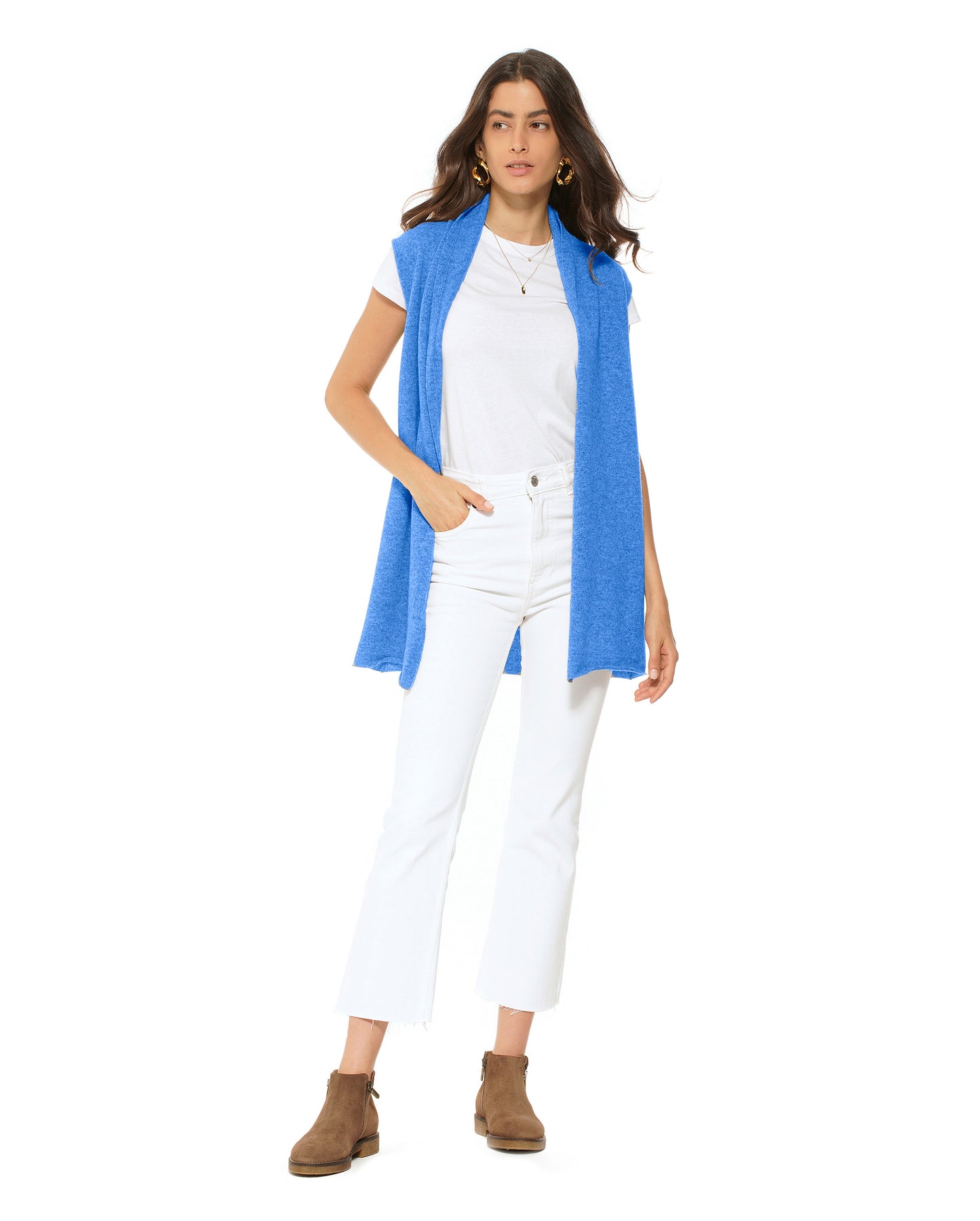 Women's Pure Cashmere Sleeveless Cardigan Jeans