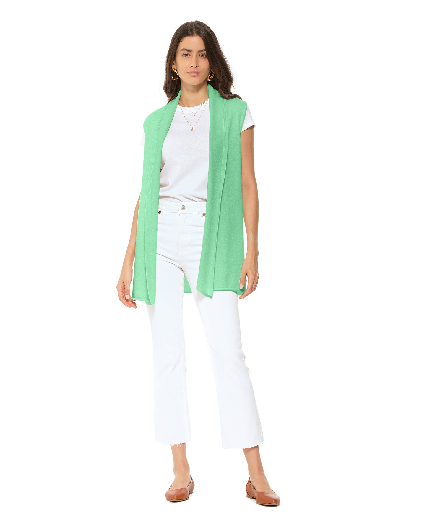 Women's Pure Cashmere Sleeveless Cardigan Kiwi