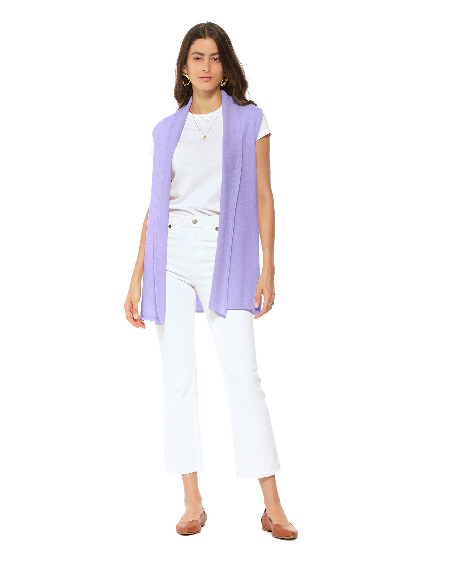 Women's Pure Cashmere Sleeveless Cardigan Lavender