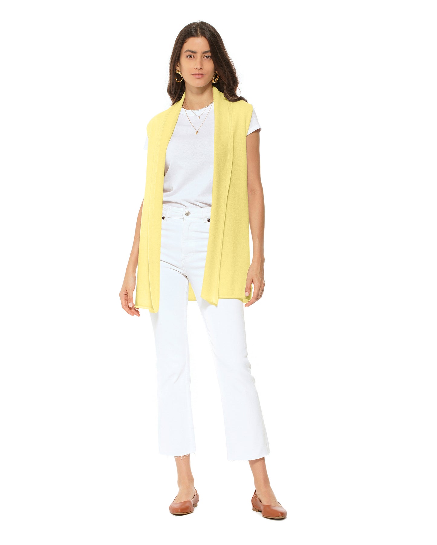 Women's Pure Cashmere Sleeveless Cardigan Lemon Yellow