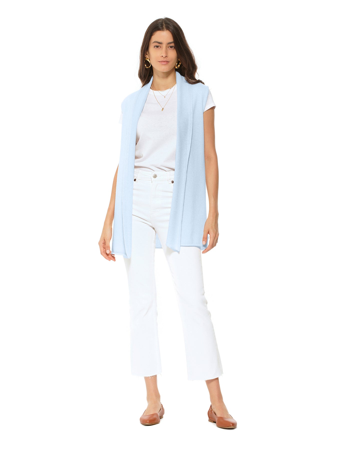 Women's Pure Cashmere Sleeveless Cardigan Pastel Blue