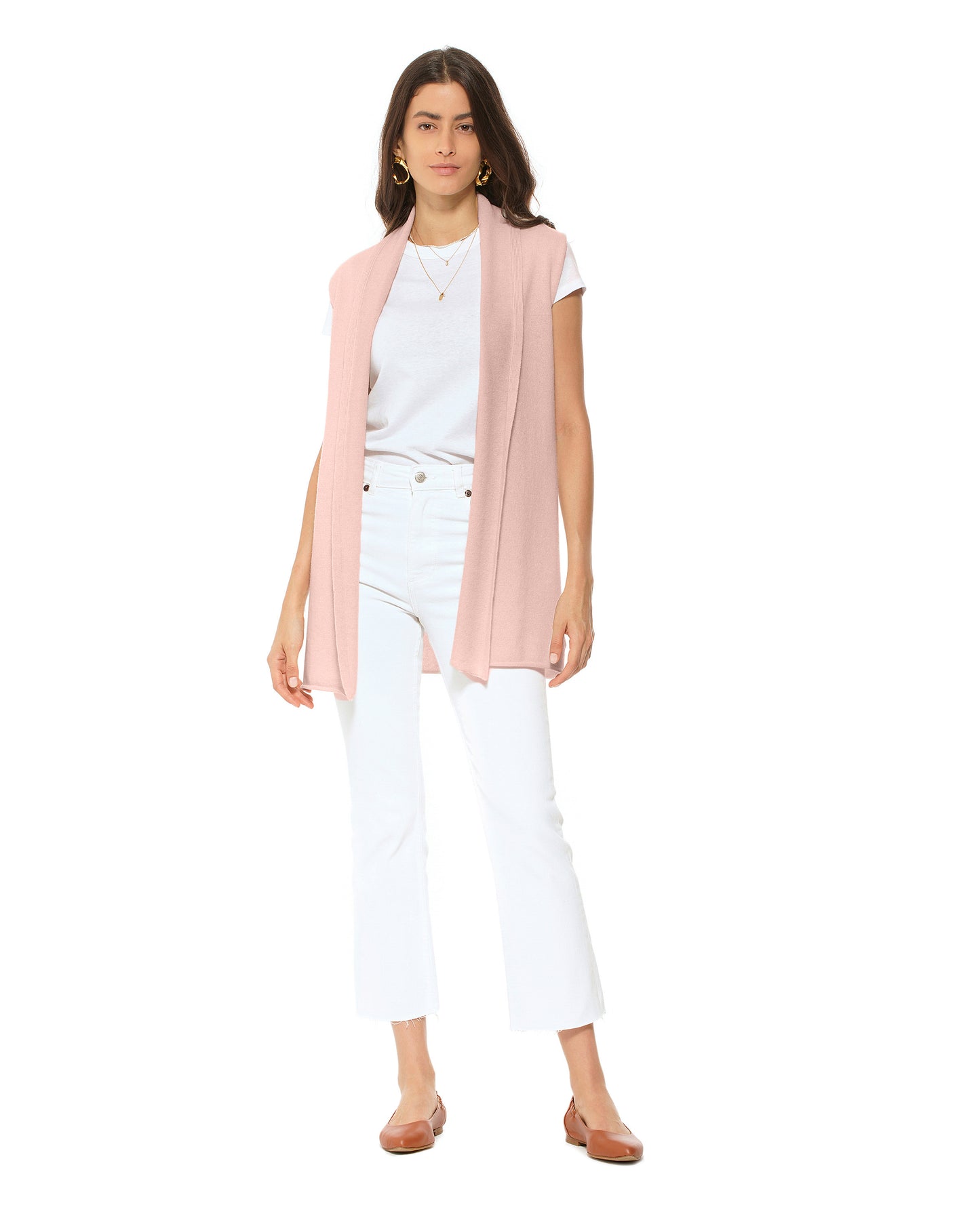 Women's Pure Cashmere Sleeveless Cardigan Peach