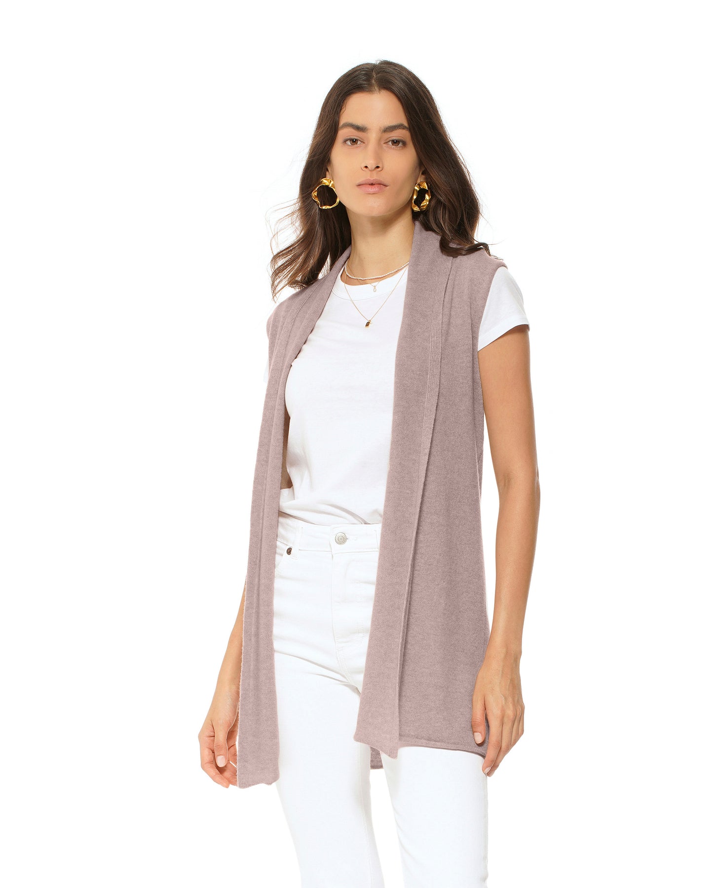 Women's Pure Cashmere Sleeveless Cardigan Taupe