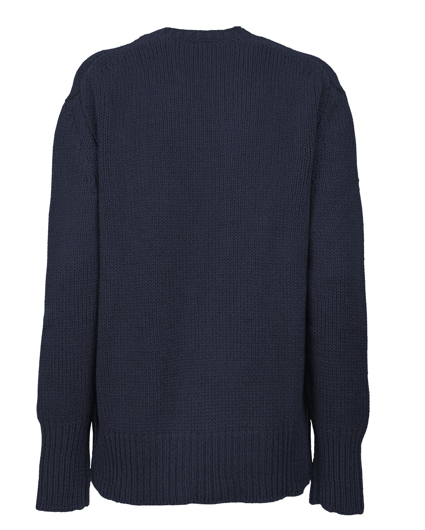 womens maxi sweater crew neck cashmere lambswool blend Night Blue Made In Italy 2