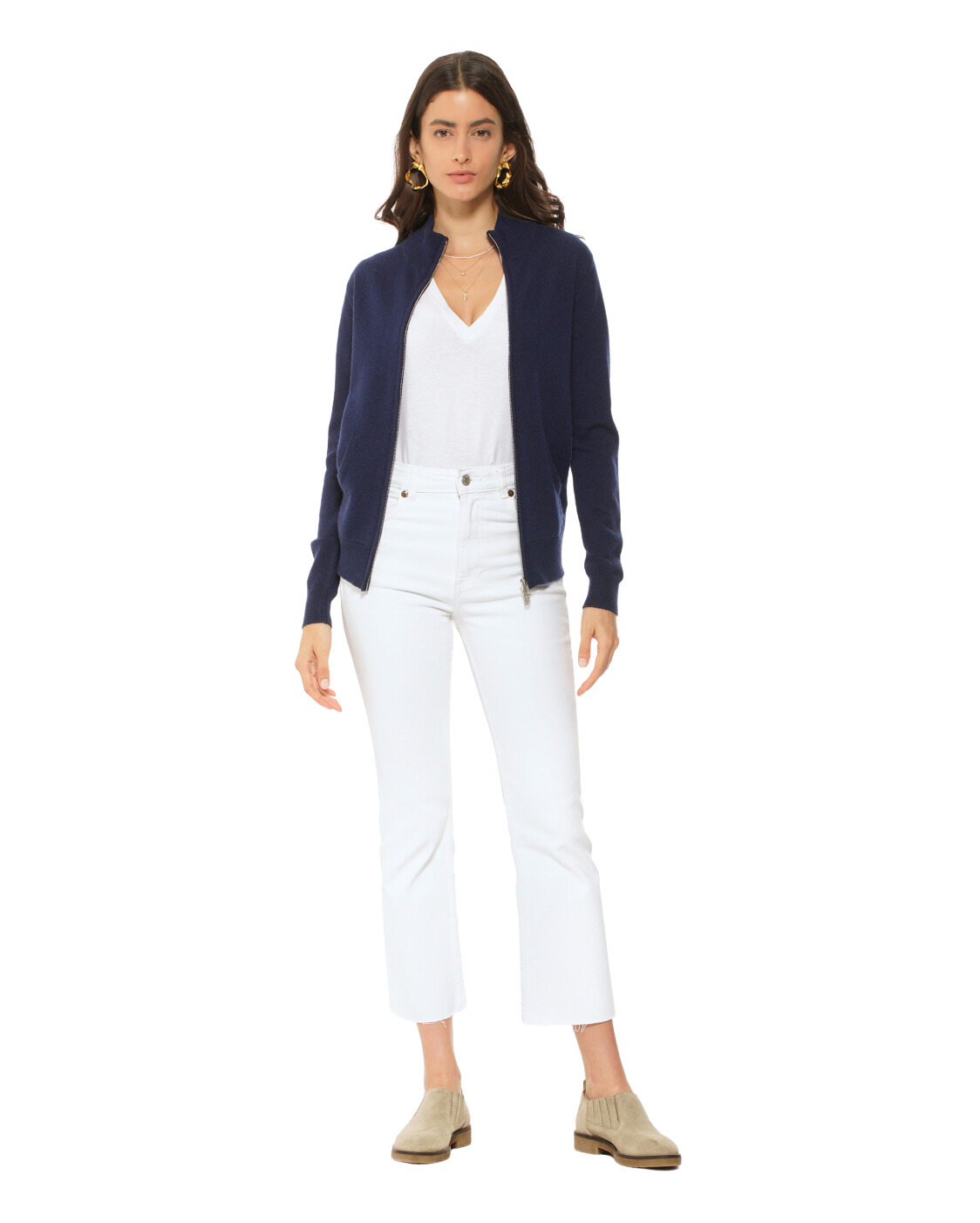 Monticelli Women's Cashmere Zip Cardigan Blue Made In Italy 2