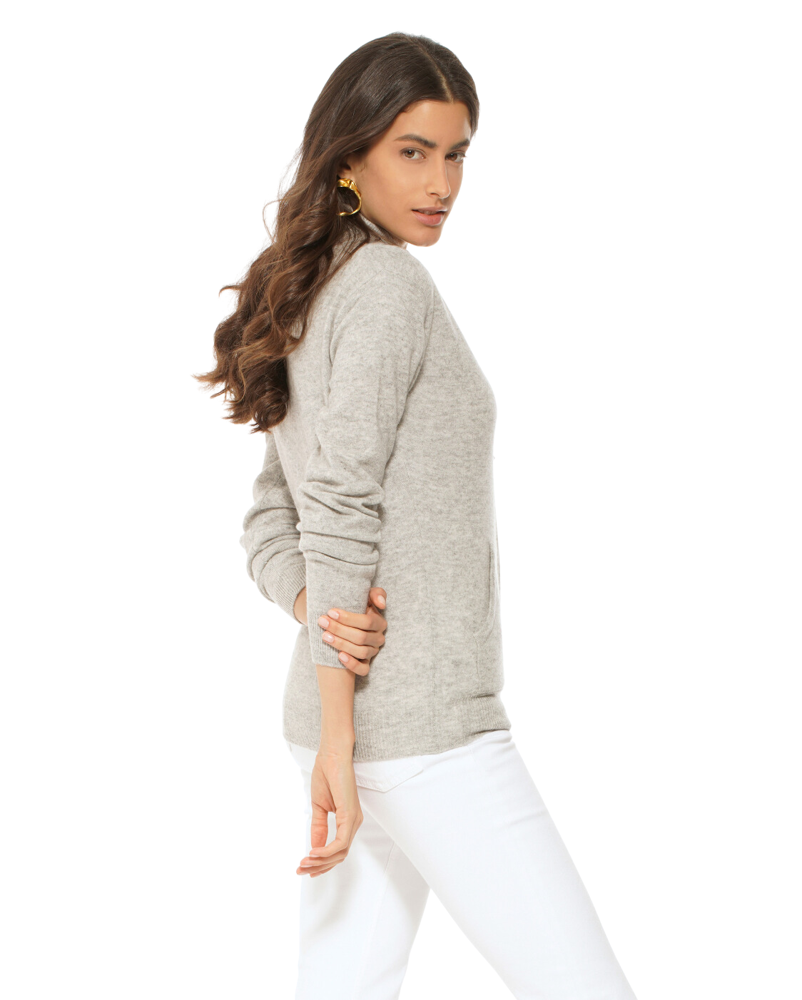 Monticelli Women's Cashmere Zip Cardigan Light Grey Made In Italy 3