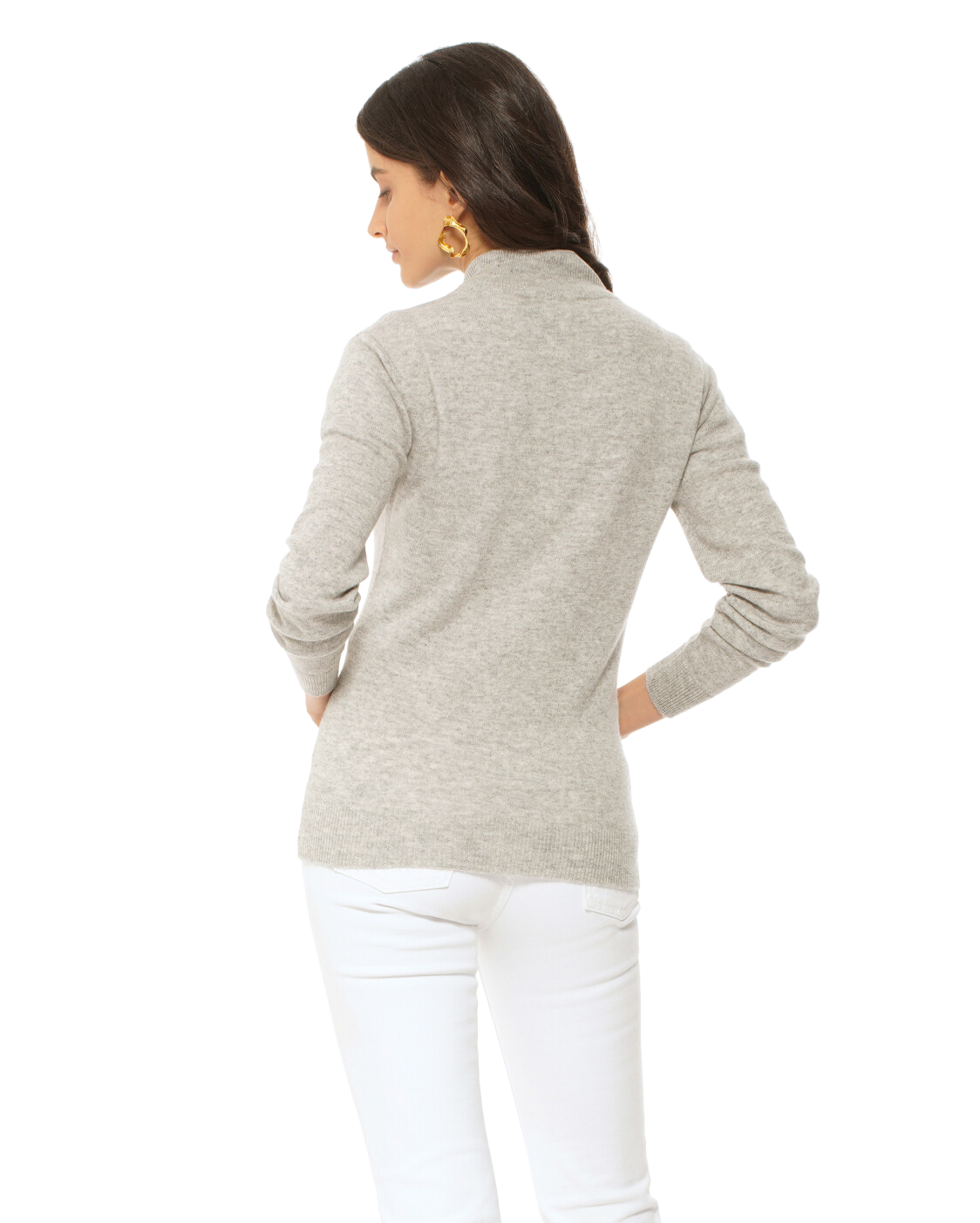 Monticelli Women's Cashmere Zip Cardigan Light Grey Made In Italy 4