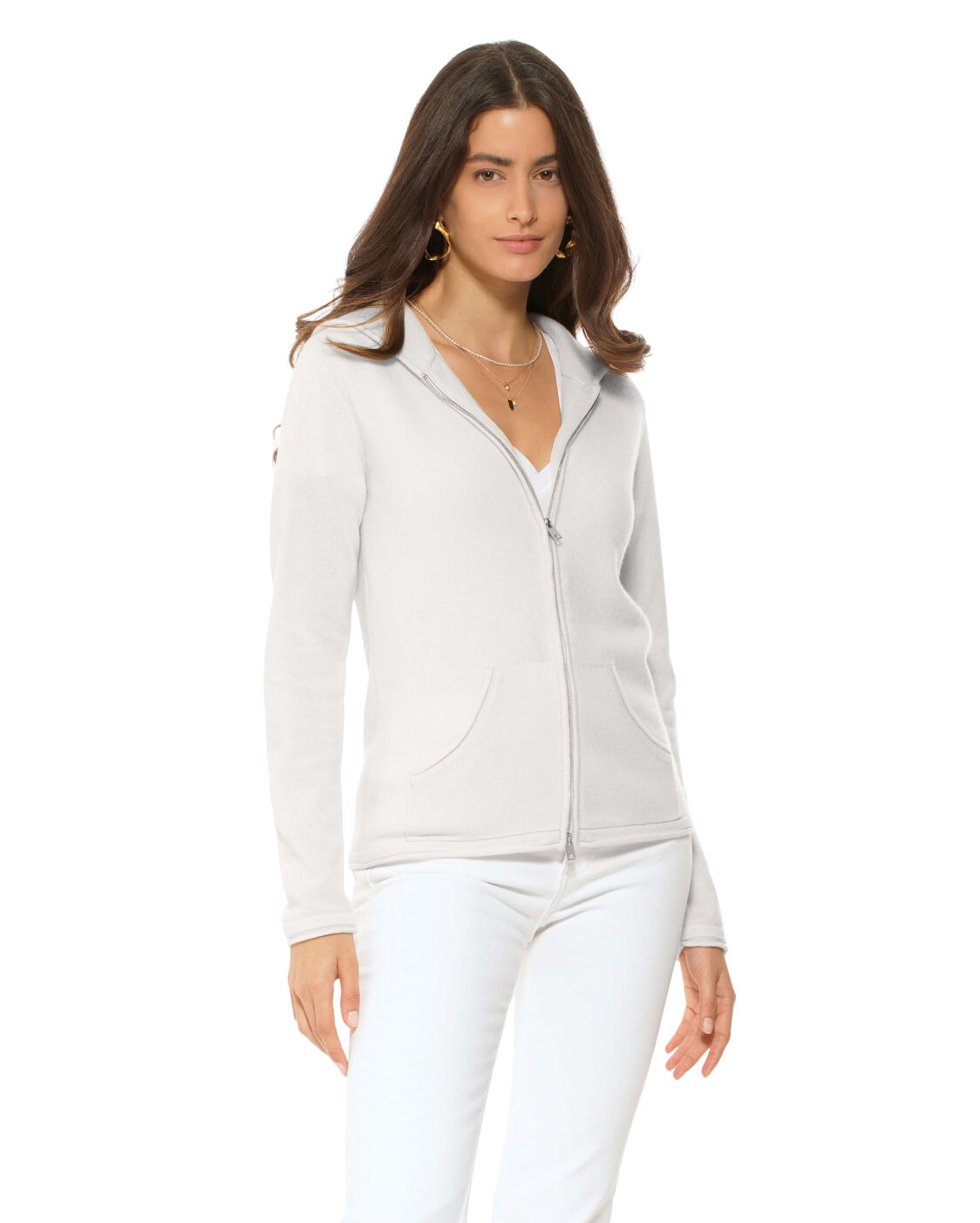 Women's Pure Cashmere Hoodie Sweater Off White – Monticelli Cashmere