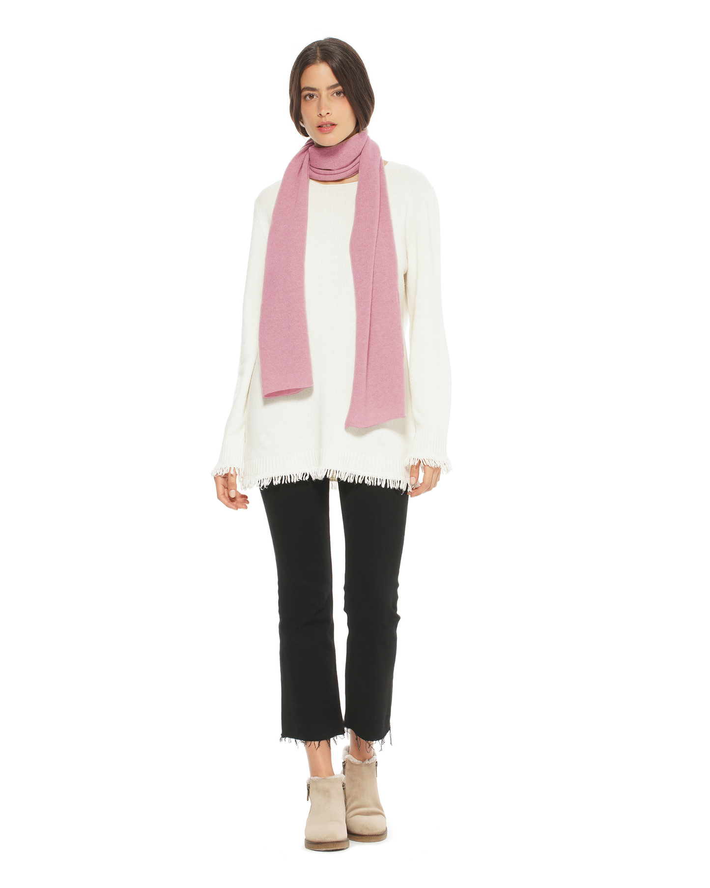 Women's Essential Pure Cashmere Maxi Wide Scarf Baby Pink