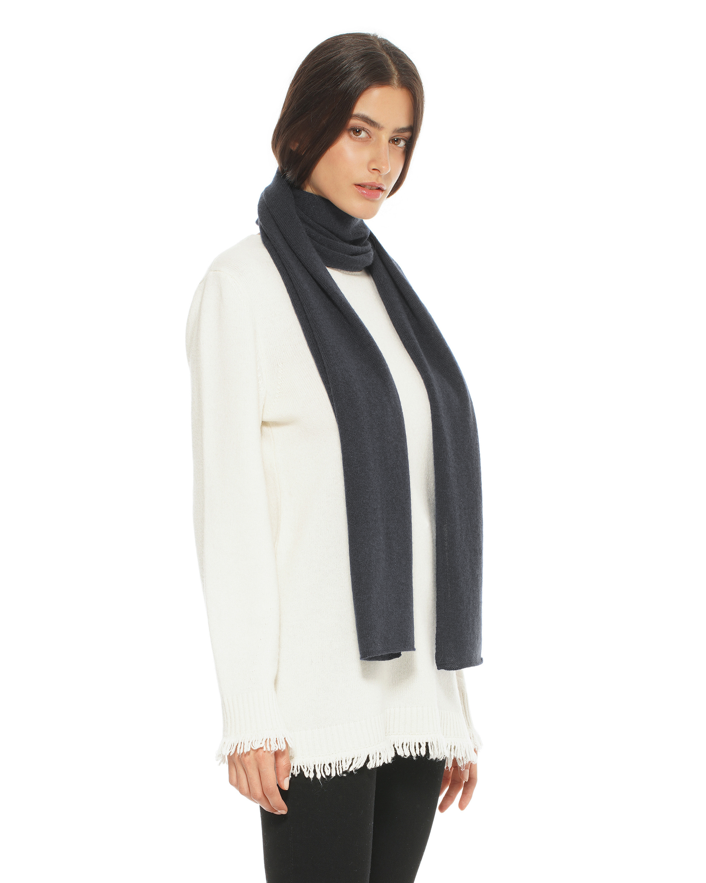 Women's Essential Pure Cashmere Maxi Wide Scarf Charcoal