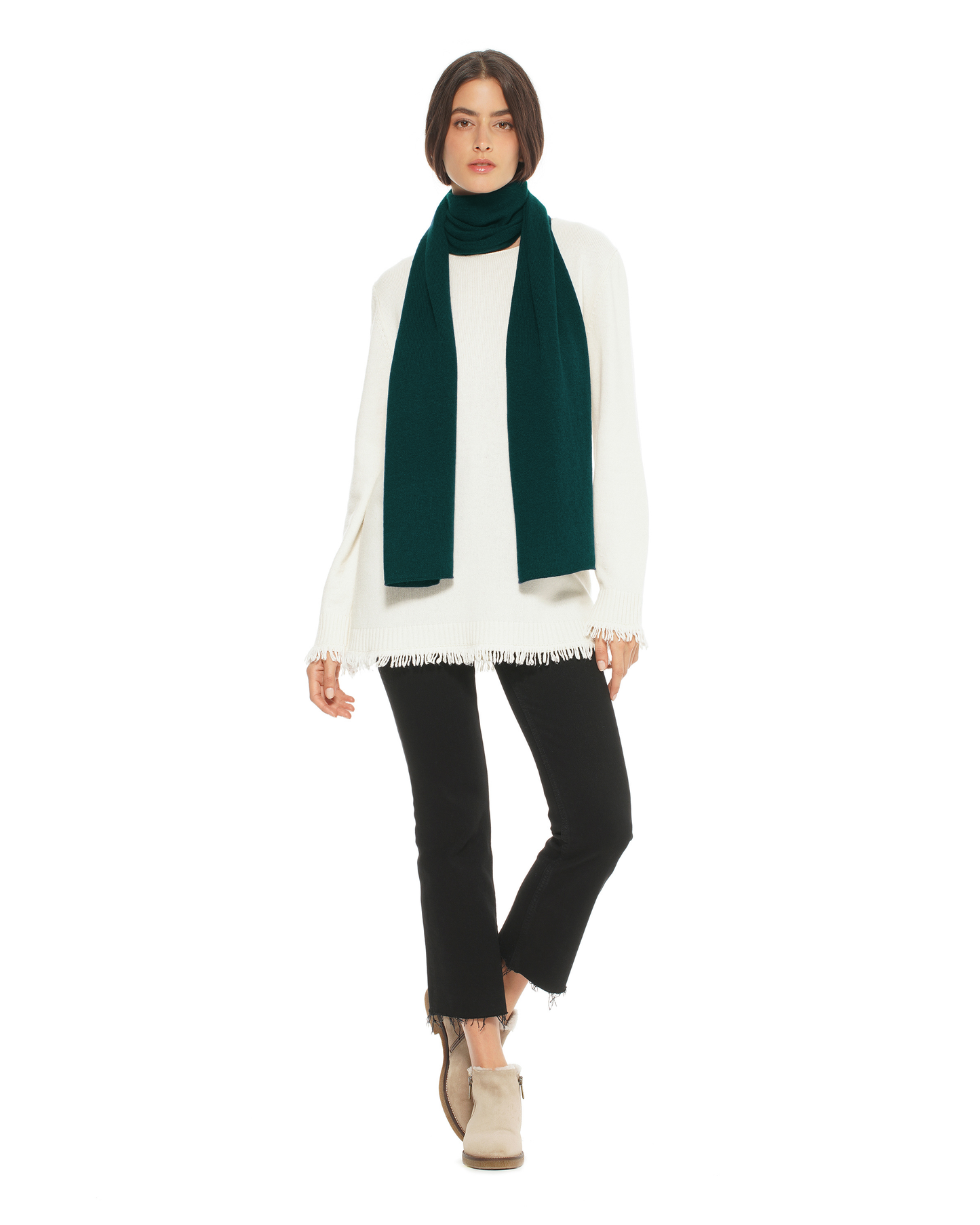Women's Essential Pure Cashmere Maxi Wide Scarf Forest Green