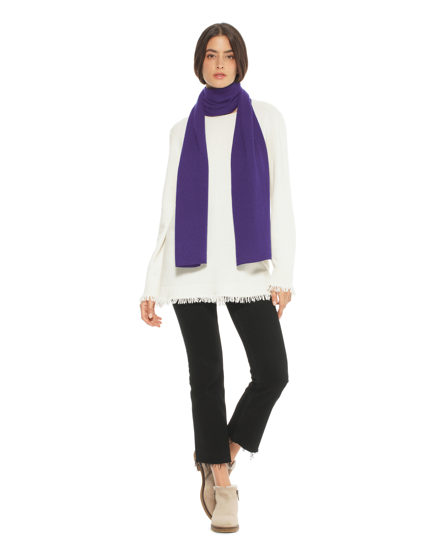 Women's Essential Pure Cashmere Maxi Wide Scarf Iris Purple