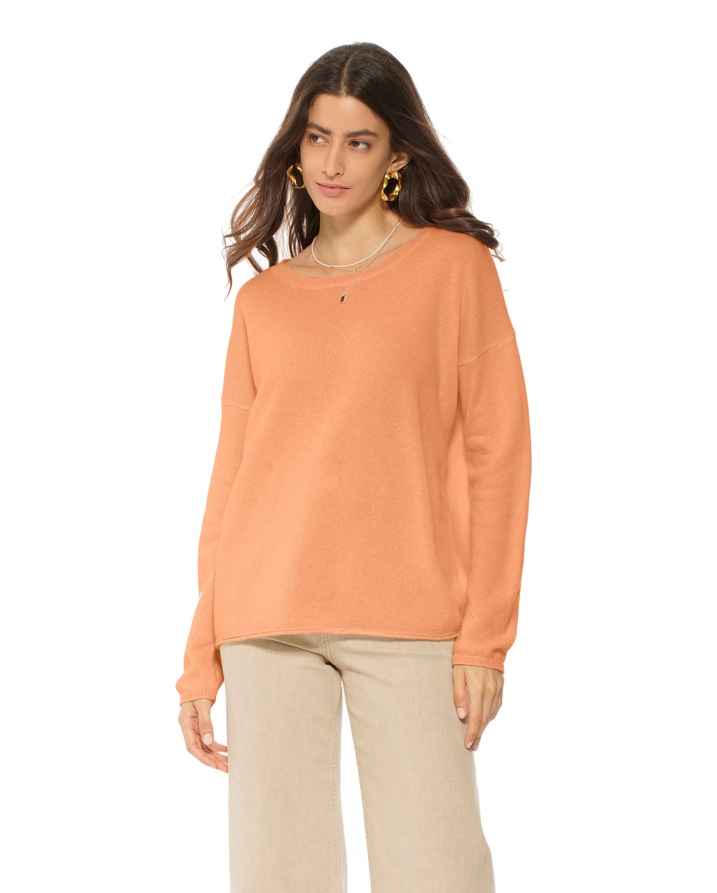 Monticelli Women's Pure Cashmere Lounge Sweater Orange Made In Italy 0