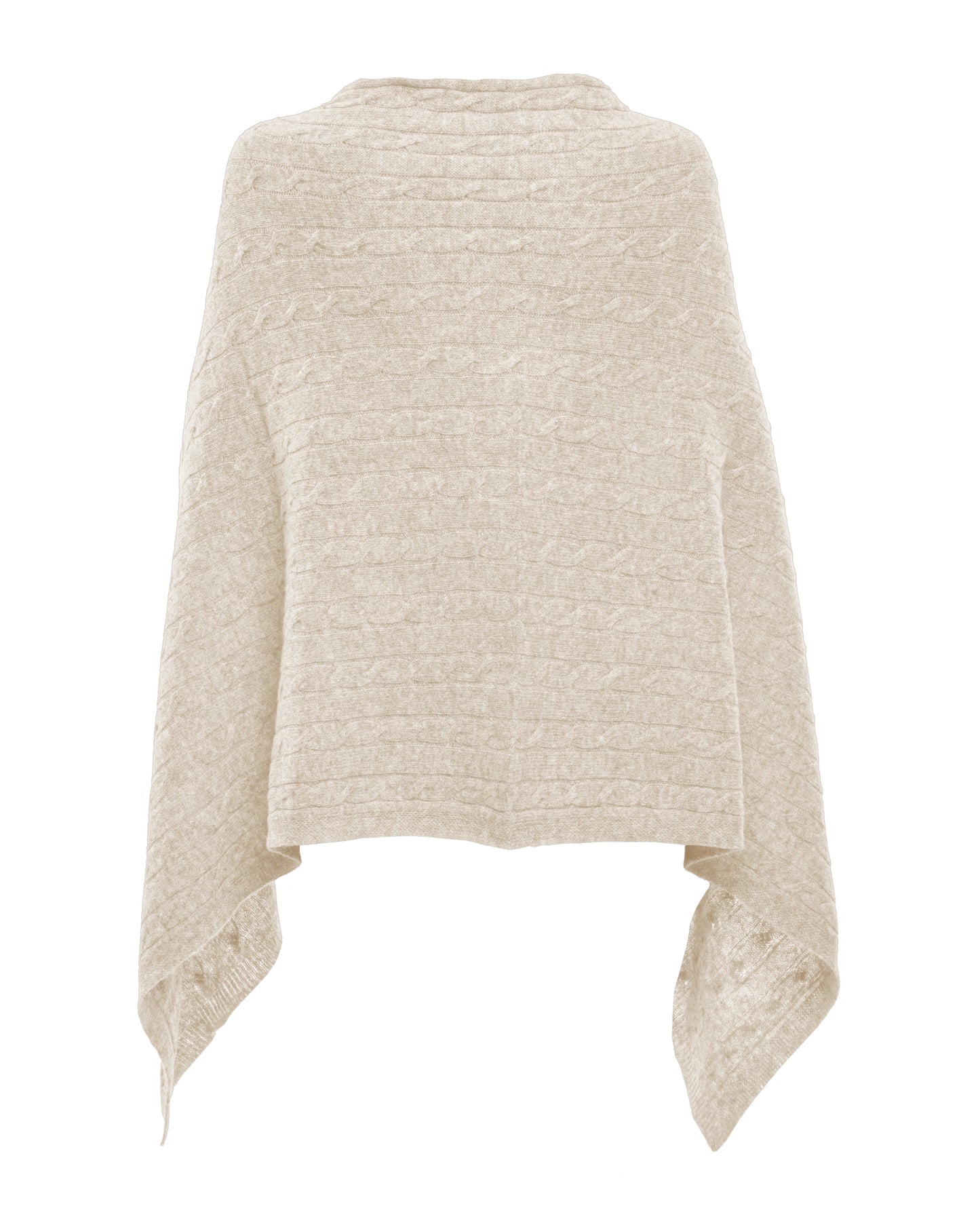 Monticelli Pure Cashmere Cable Knit Poncho Beige Made In Italy 7