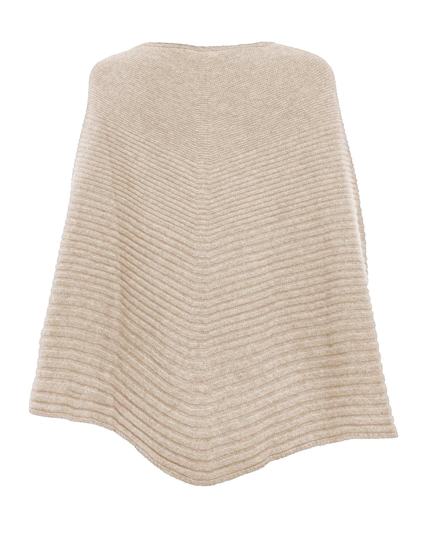 Women's Pure Cashmere Ribbed Knit Poncho Beige