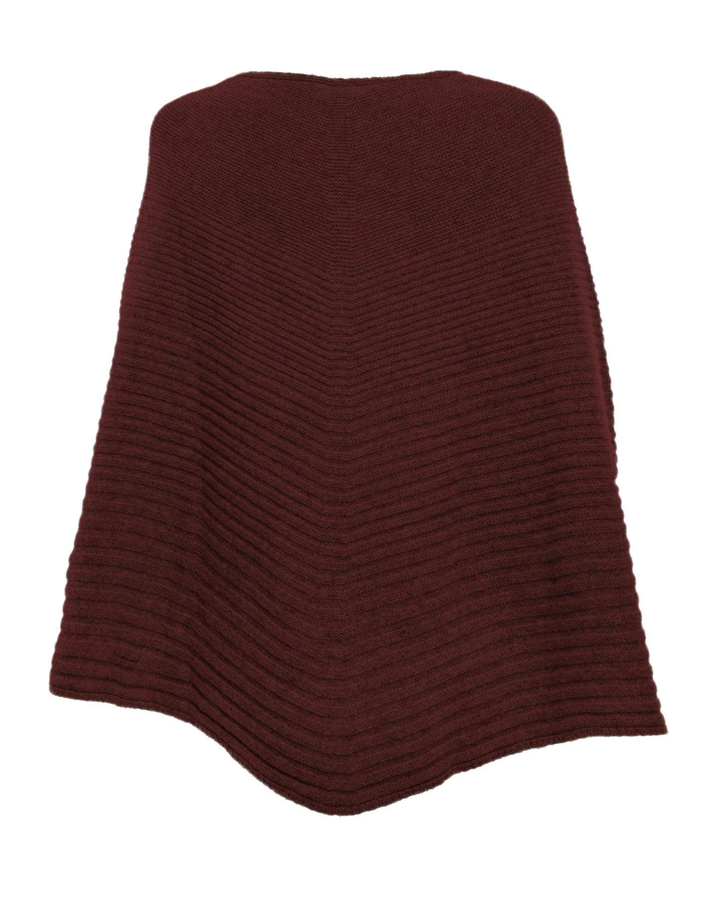 Women's Pure Cashmere Ribbed Knit Poncho Bordeaux