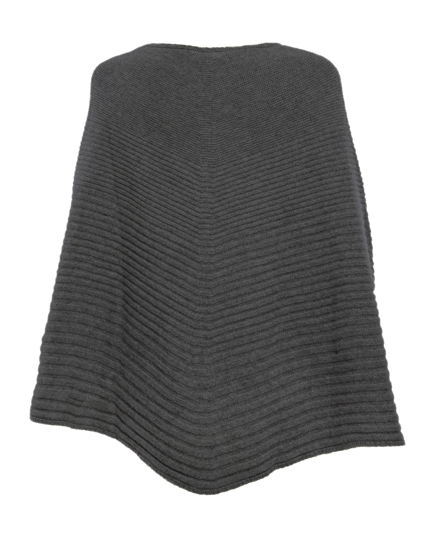 Women's Pure Cashmere Ribbed Knit Poncho Charcoal