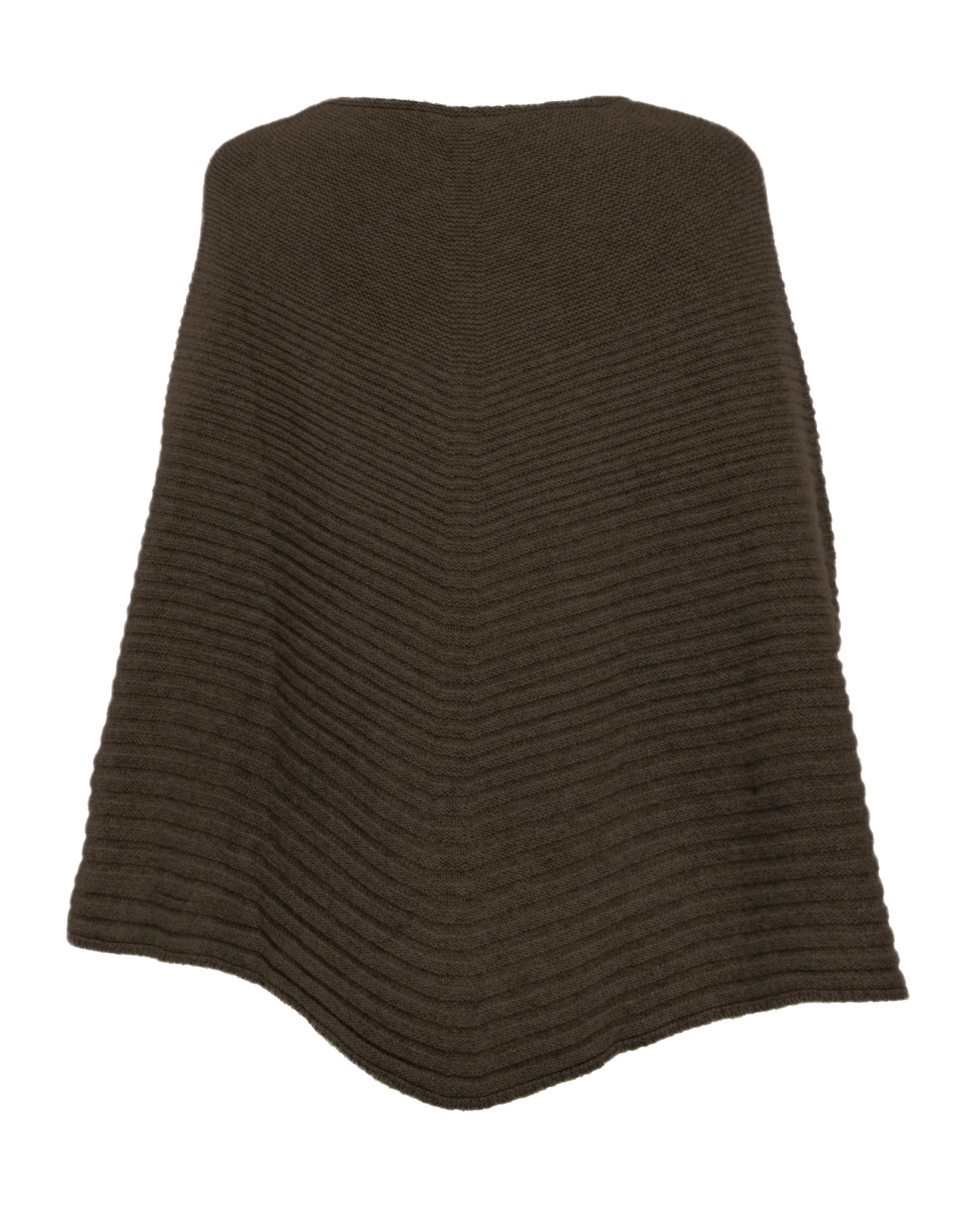 Women's Pure Cashmere Ribbed Knit Poncho Coffee