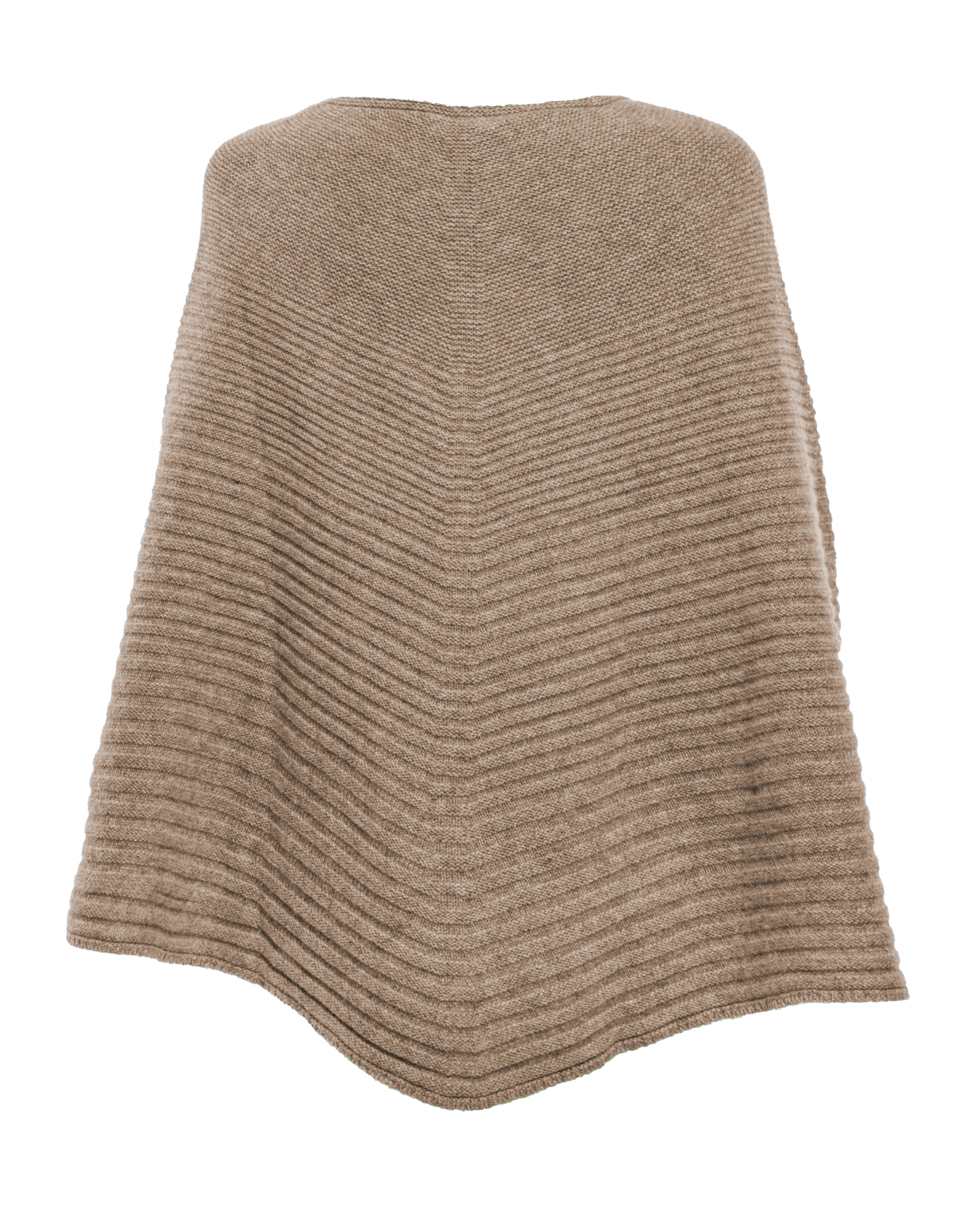 Women's Pure Cashmere Ribbed Knit Poncho Taupe
