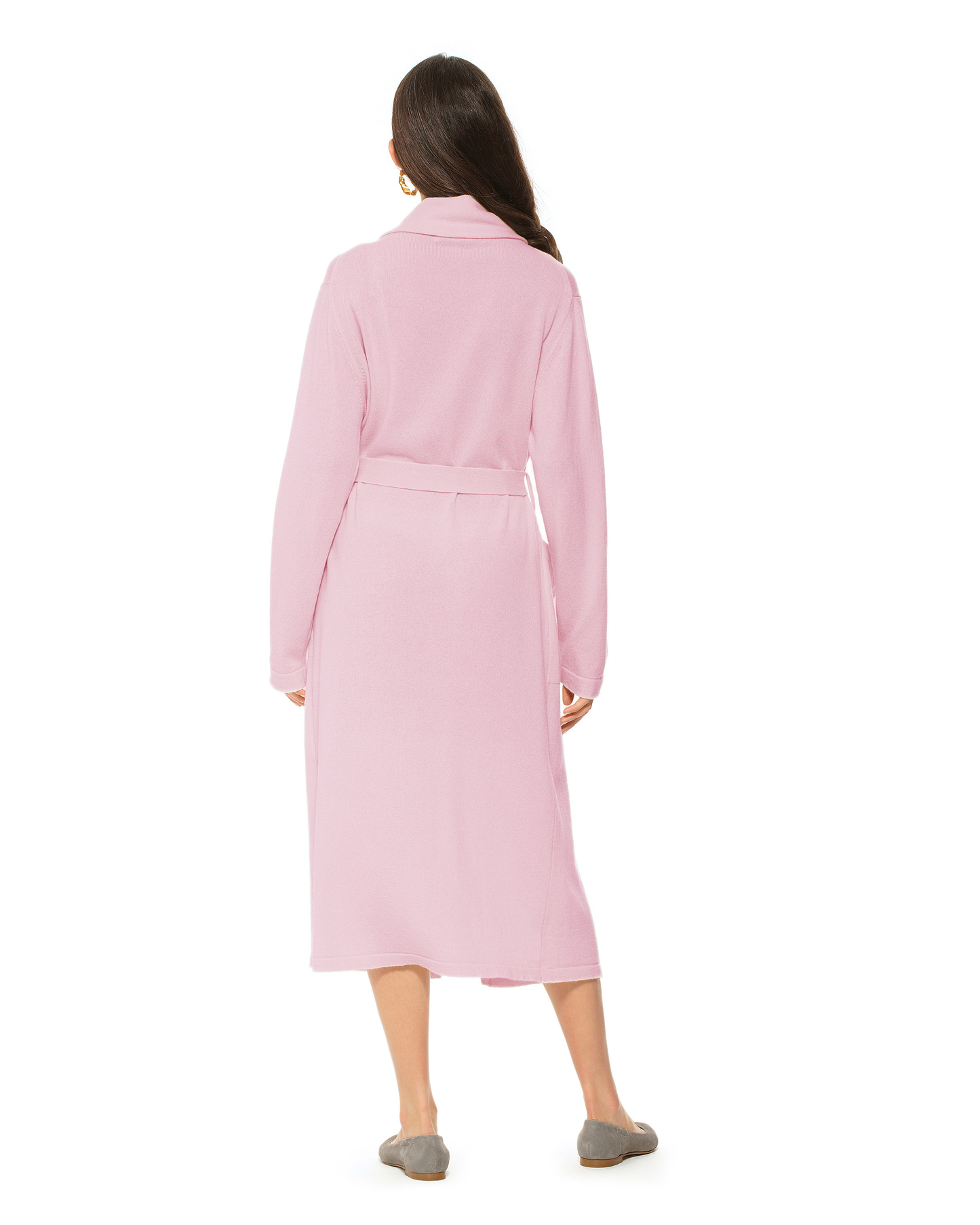 Women's Pure Cashmere Knit Robe Baby Pink