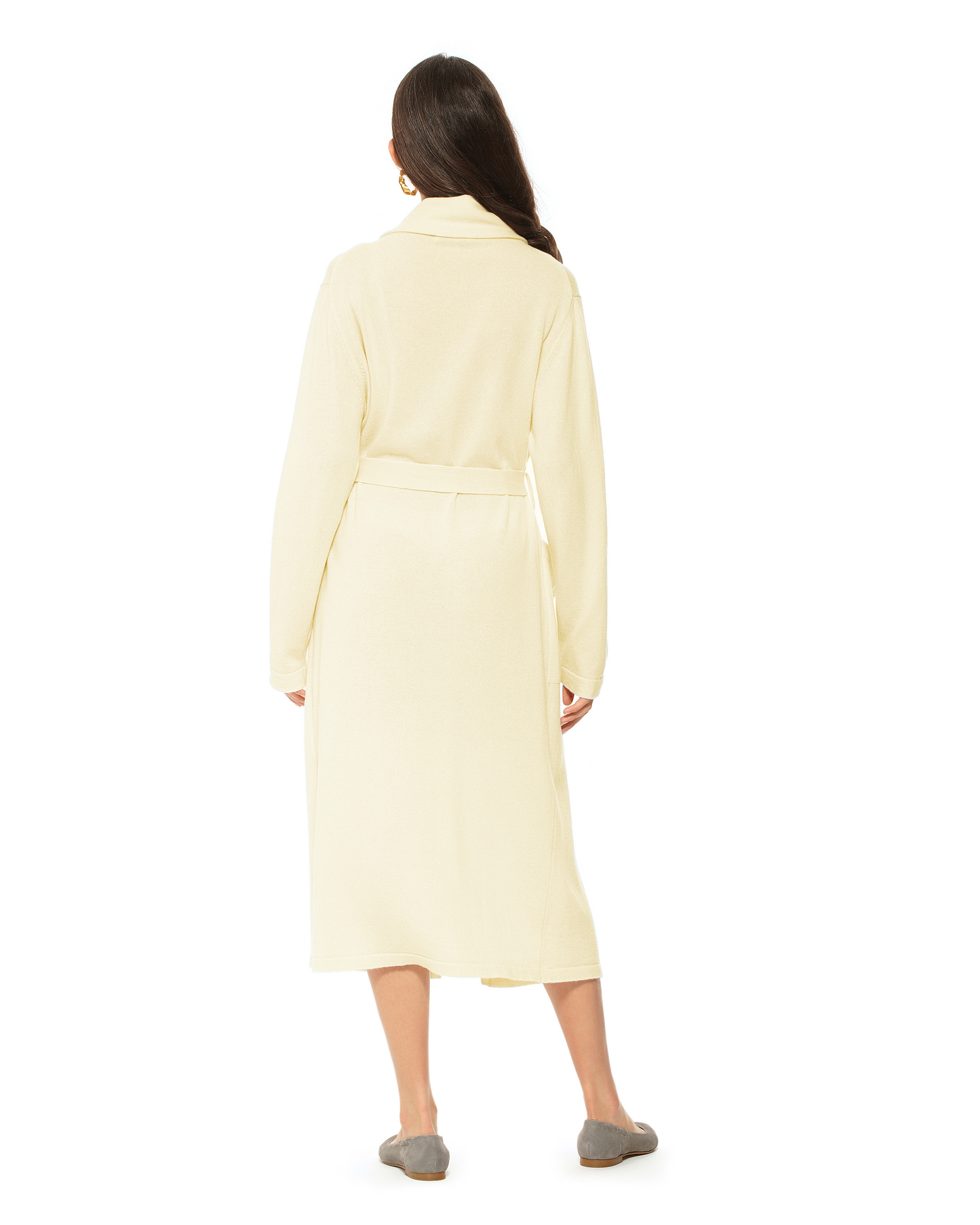 Women's Pure Cashmere Knit Robe Butter Yellow