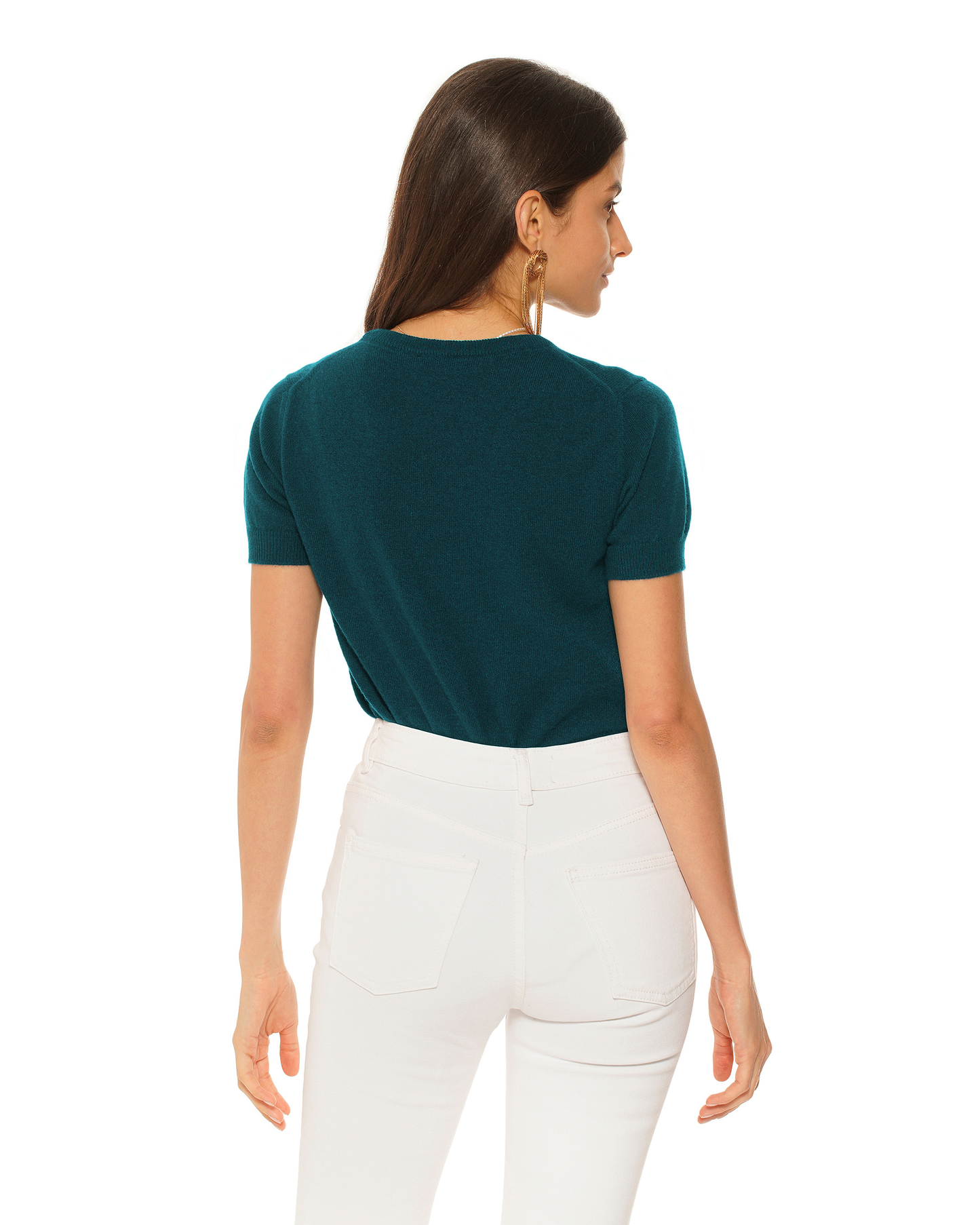 Women's Pure Cashmere Featherlight Knit Tee Forest Green