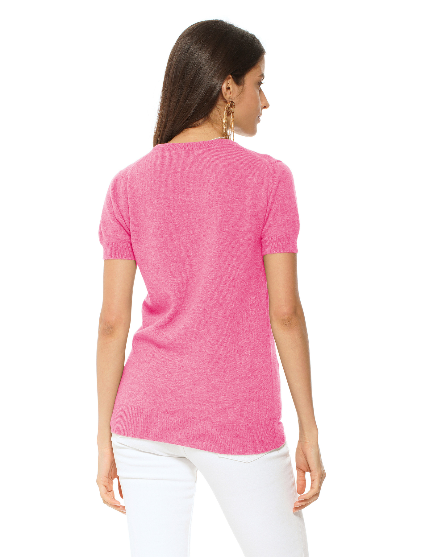 Women's Pure Cashmere Featherlight Knit Tee Fuchsia