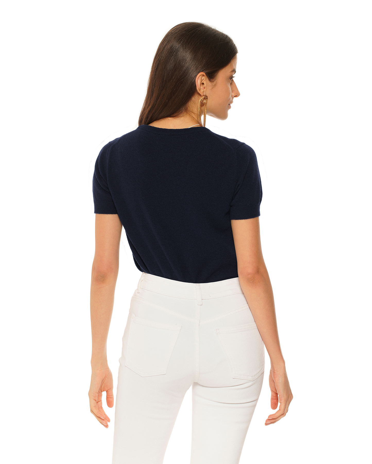 Women's Pure Cashmere Featherlight Knit Tee Night Blue