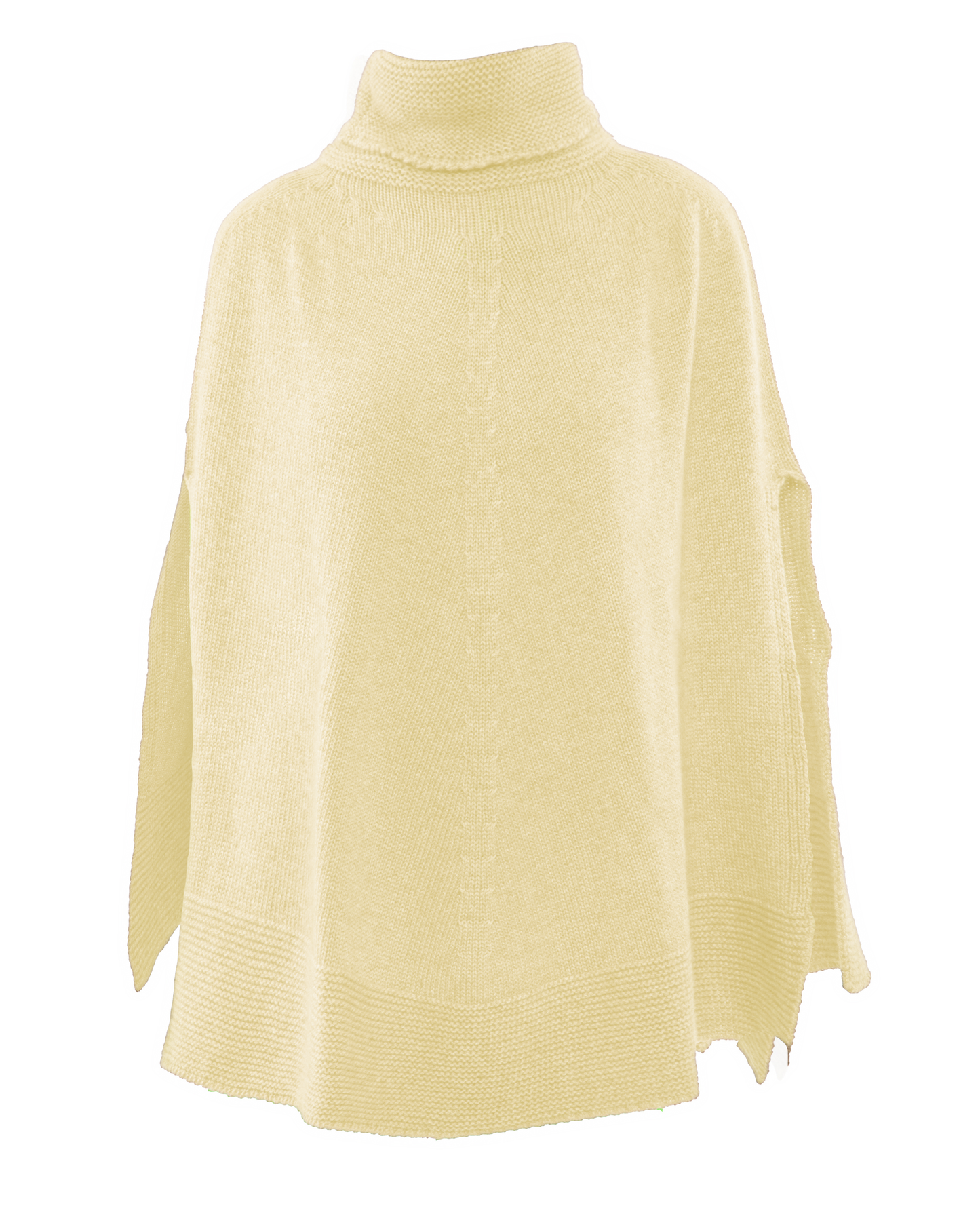 Women's Pure Cashmere Turtleneck Poncho Butter Yellow