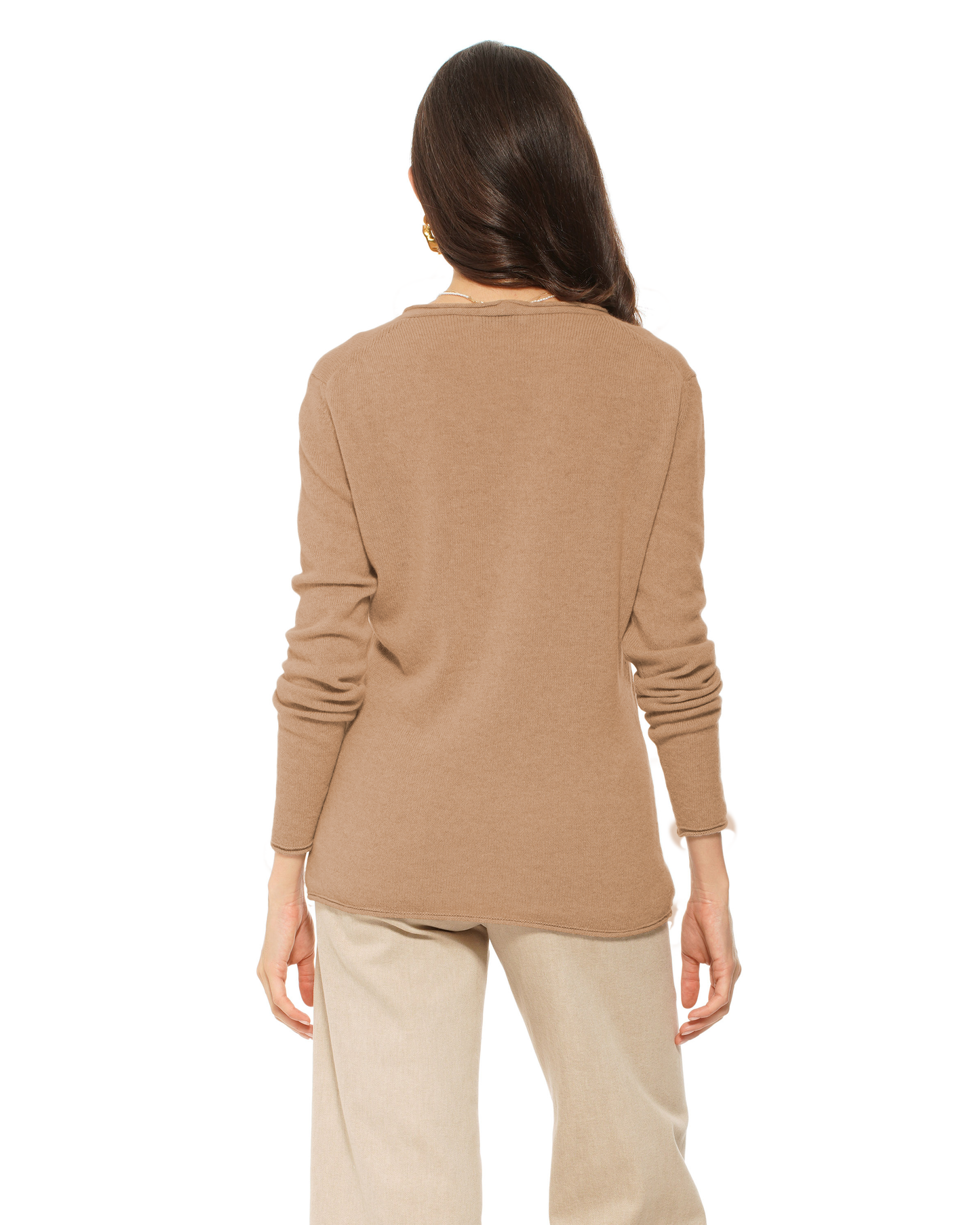 Women's Ultra-Light Cashmere V-Neck Sweater Camel