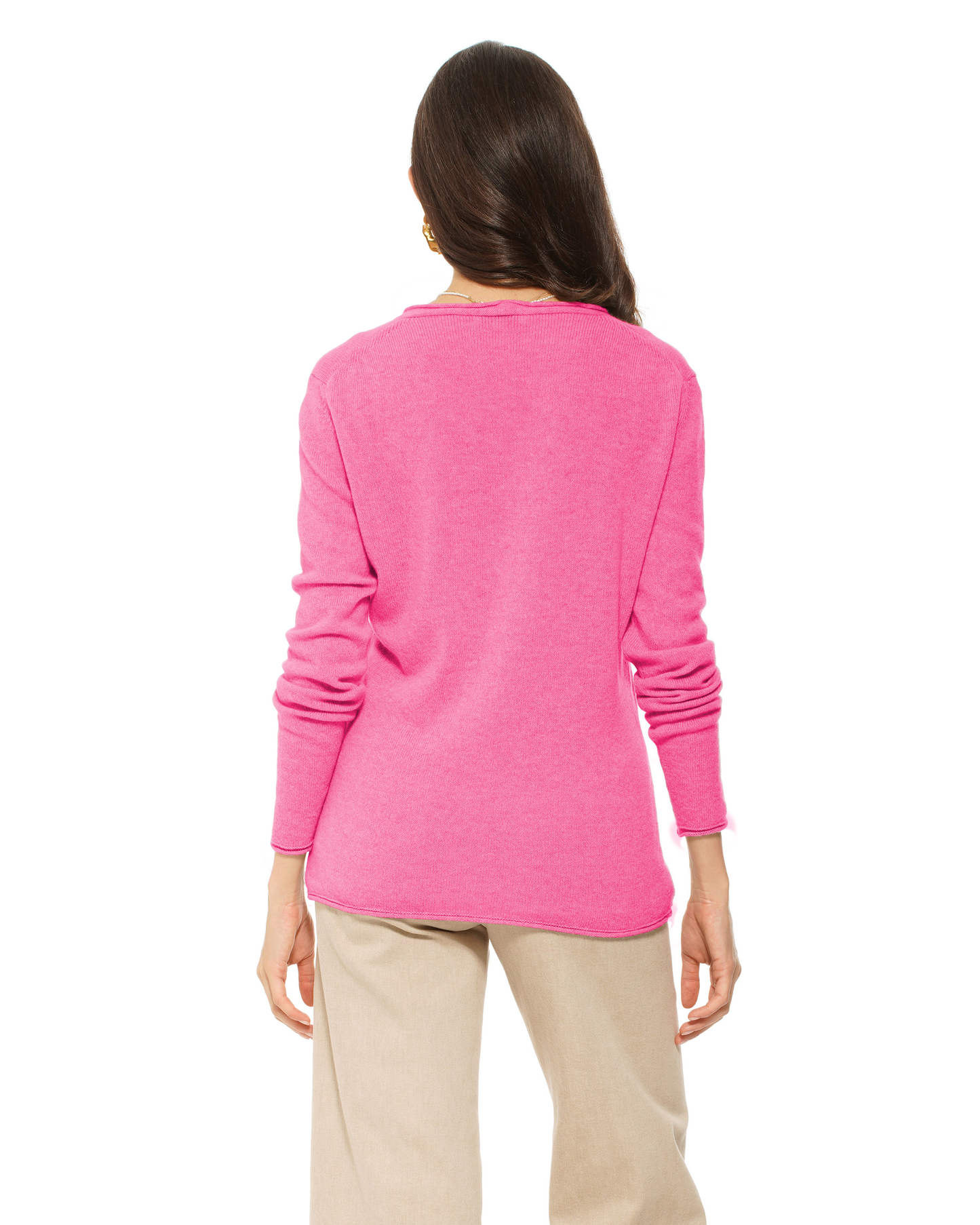 Women's Ultra-Light Cashmere V-Neck Sweater Fuchsia