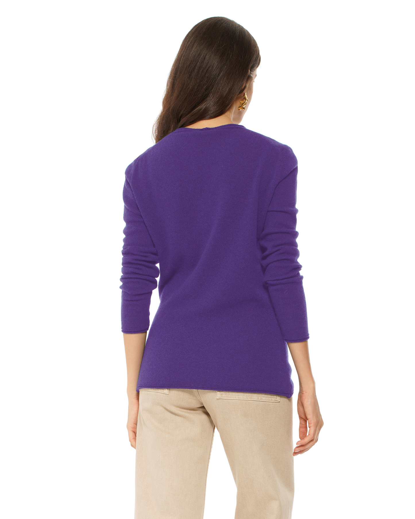 Women's Ultra-Light Cashmere V-Neck Sweater Iris Purple