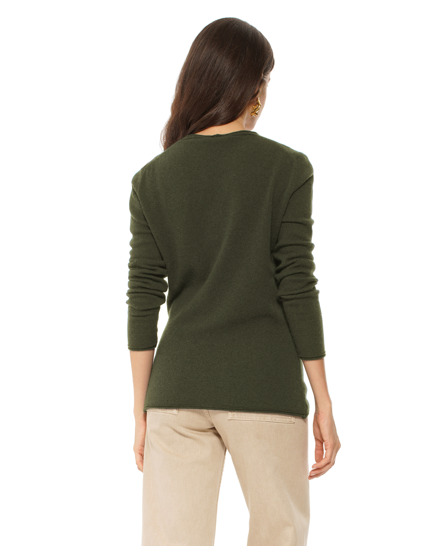 Women's Ultra-Light Cashmere V-Neck Sweater Olive Green