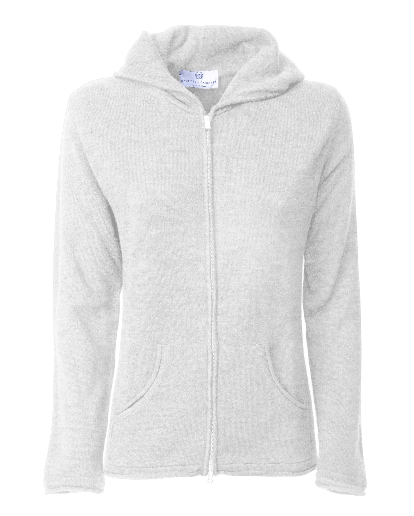 Monticelli Women's Pure Cashmere Hoodie Sweater Off White Made In Italy 6