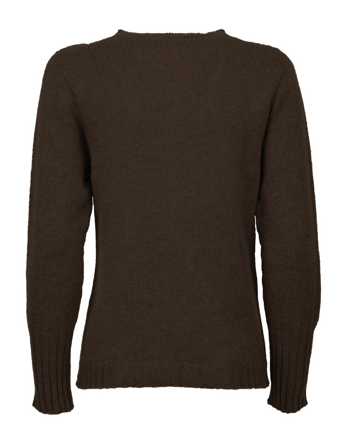 Women's Pure Cashmere Ribbed-Trim Crewneck Sweater Coffee — back product view