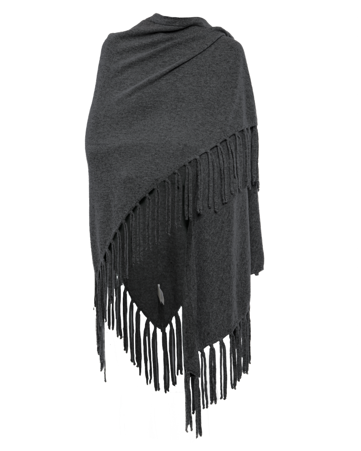 Women's Pure Cashmere Fringe Wrap Charcoal