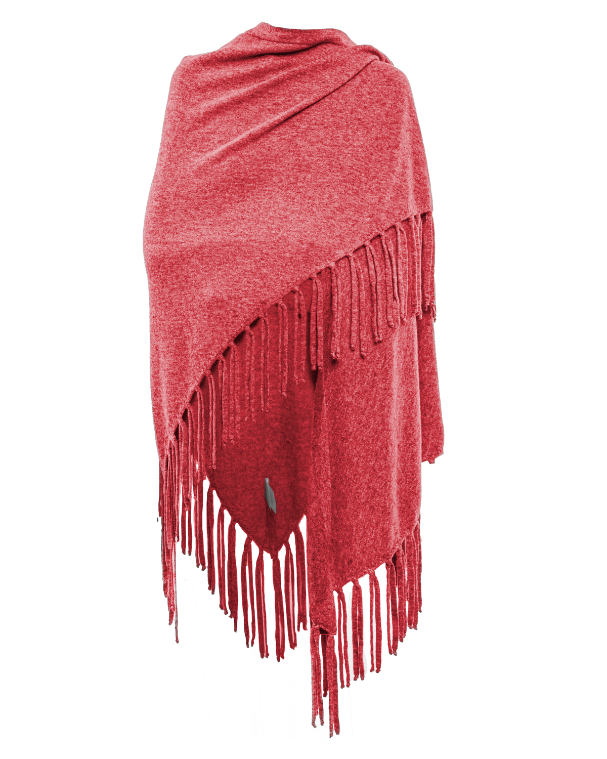 Women's Pure Cashmere Fringe Wrap Coral Red