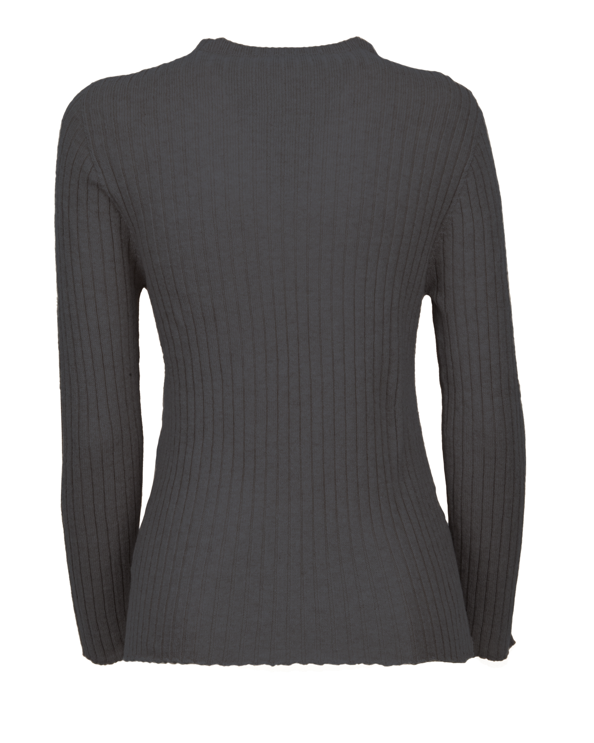 Women's Cashmere Vertical Rib Crewneck Sweater Charcoal — view B