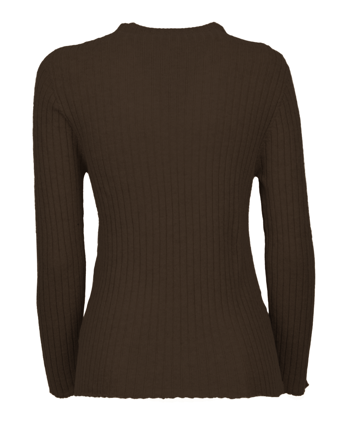 Women's Cashmere Vertical Rib Crewneck Sweater Coffee — view B
