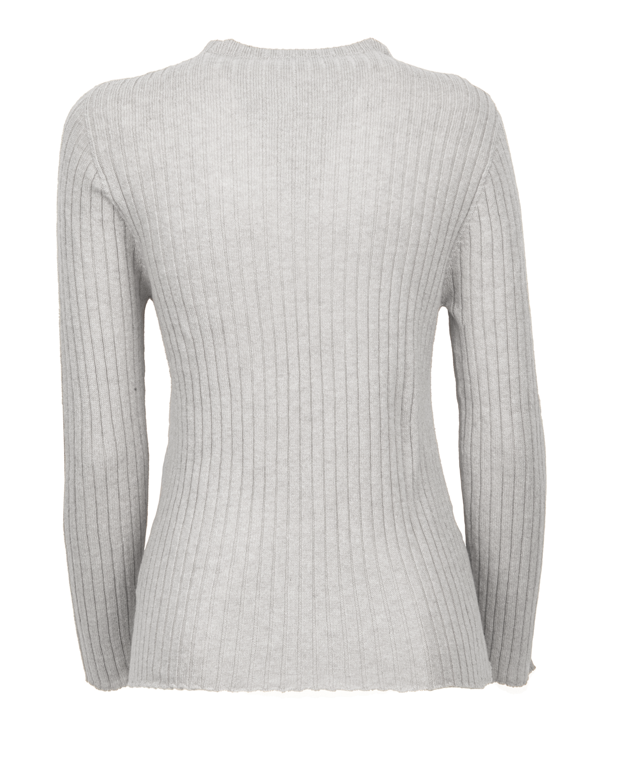Women's Cashmere Vertical Rib Crewneck Sweater Light Gray — view B
