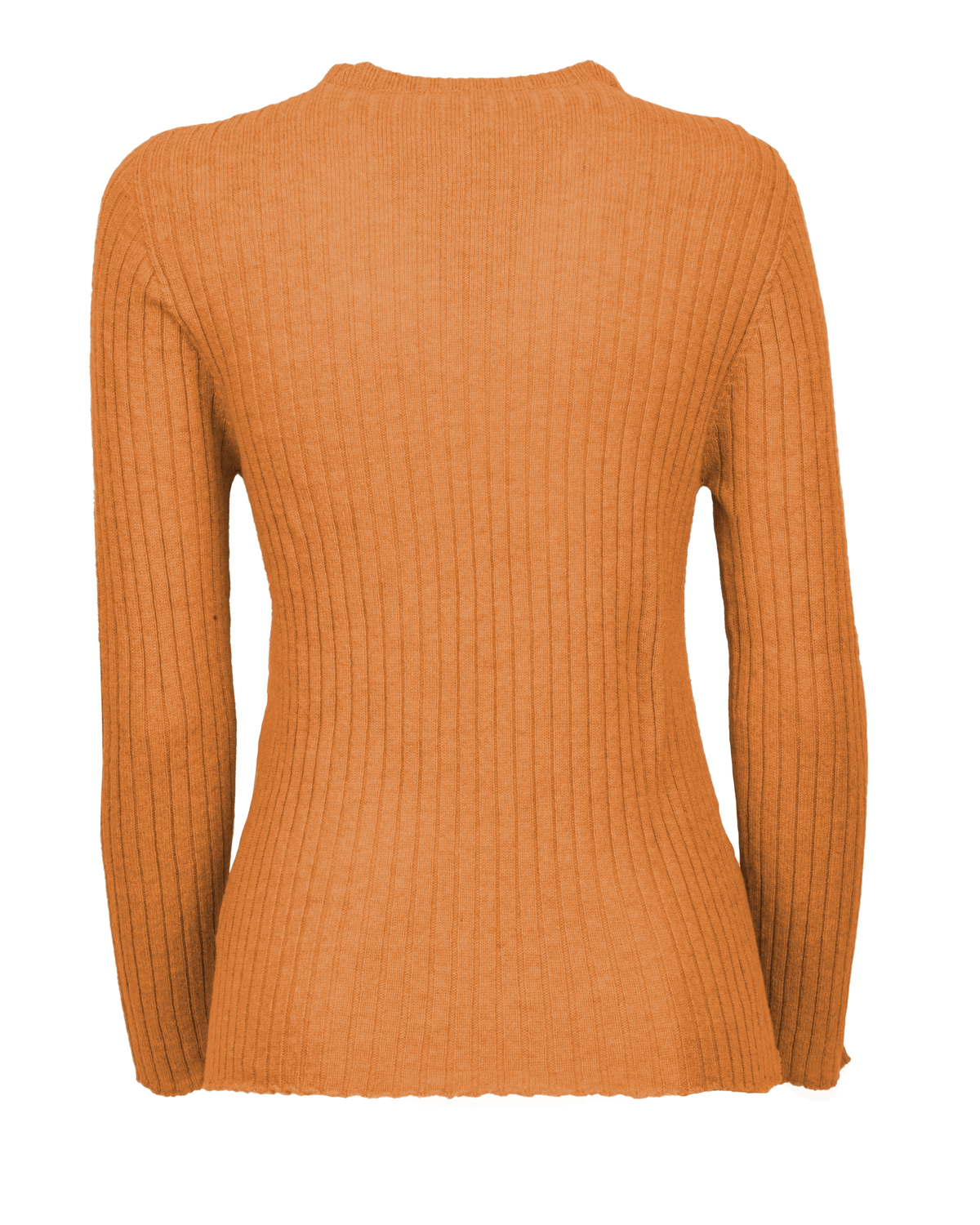 Women's Cashmere Vertical Rib Crewneck Sweater Saffron — view B