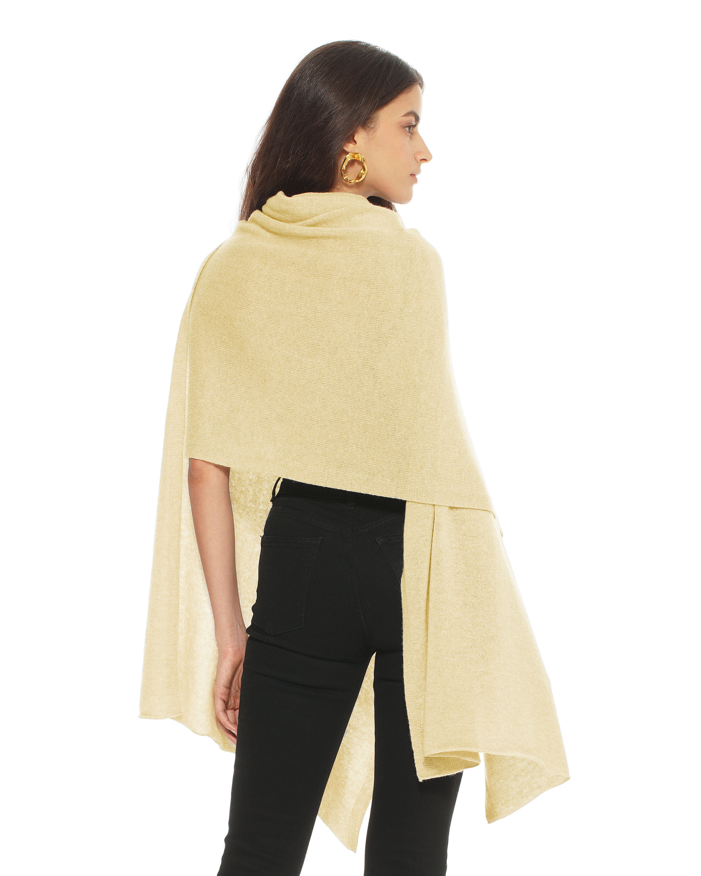 Pure Cashmere Feather-Light Maxi Wrap Stole Butter Yellow