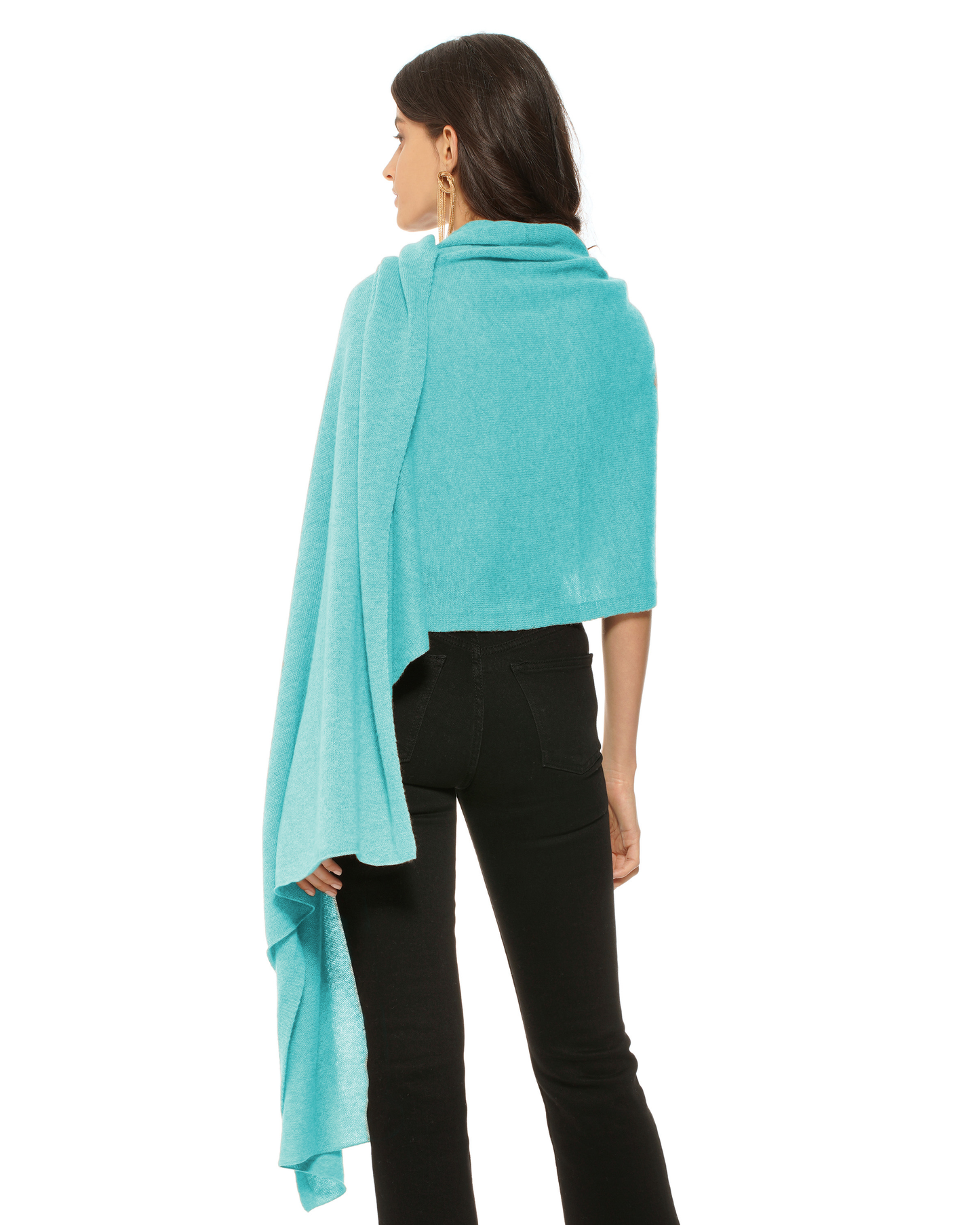 Pure Cashmere Feather-Light Maxi Wrap Stole Cyan