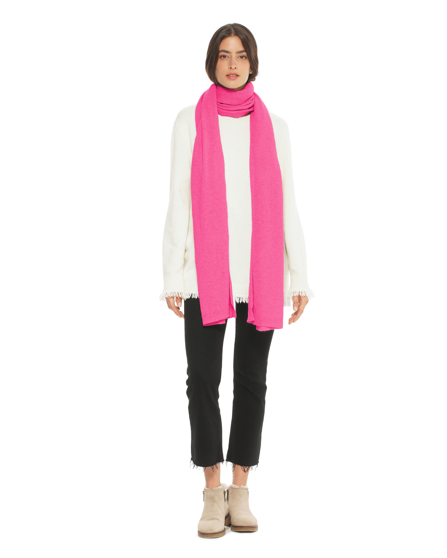 Women's Cashmere Wrap Scarf Fuchsia